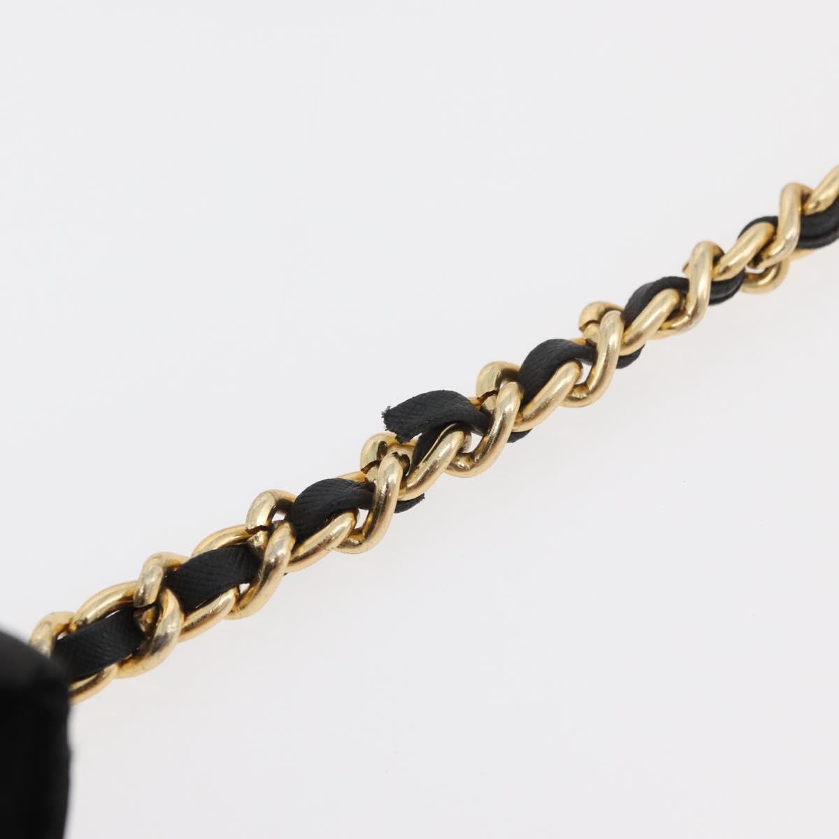 PRADA Chain Shoulder Bag Nylon Black Gold Auth bs34842