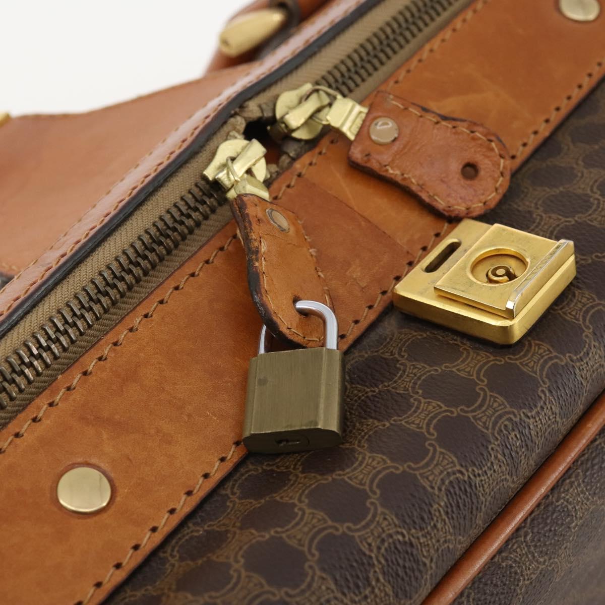 CELINE Macadam Canvas Hand Bag Trunk PVC Leather Brown Gold Auth bs34844A