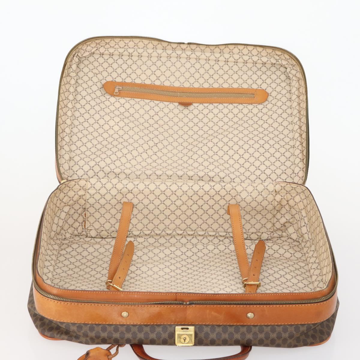 CELINE Macadam Canvas Hand Bag Trunk PVC Leather Brown Gold Auth bs34844A