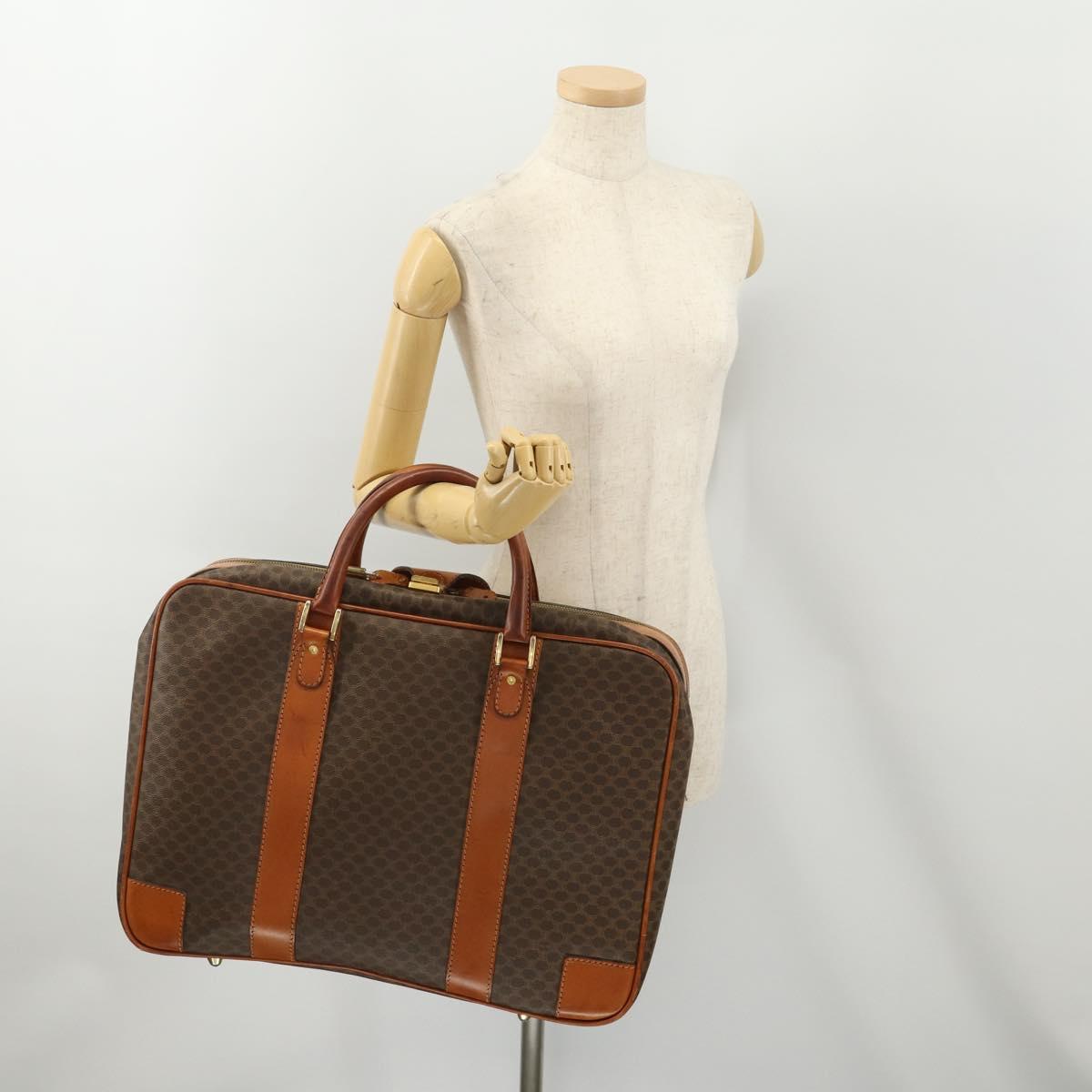 CELINE Macadam Canvas Hand Bag Trunk PVC Leather Brown Gold Auth bs34844A