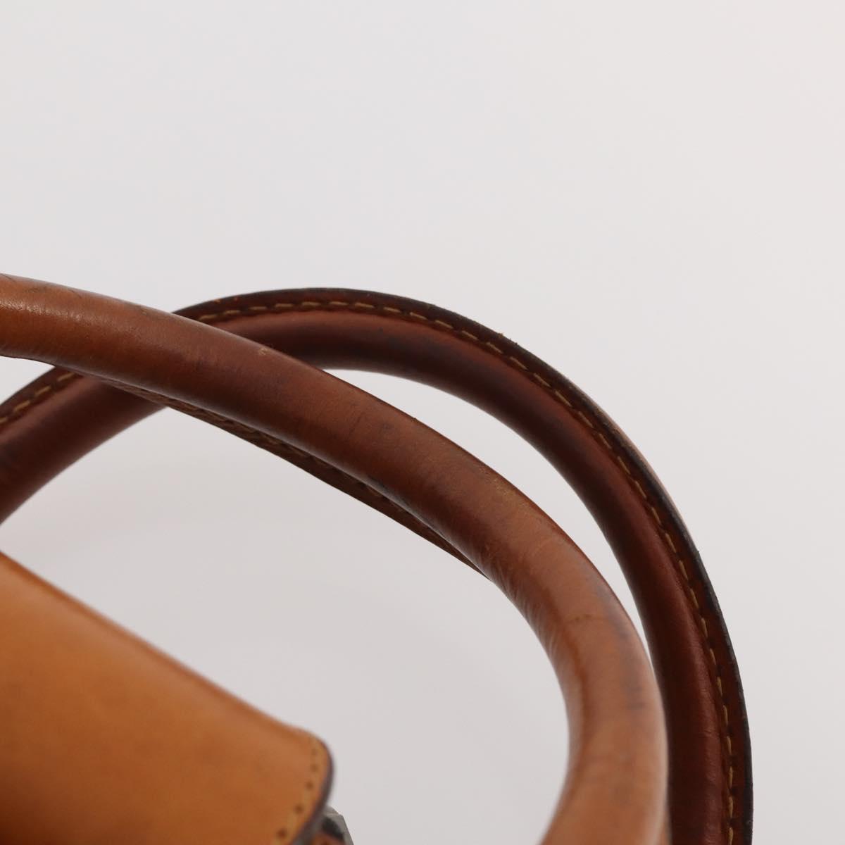 CELINE Macadam Canvas Hand Bag Trunk PVC Leather Brown Gold Auth bs34844A