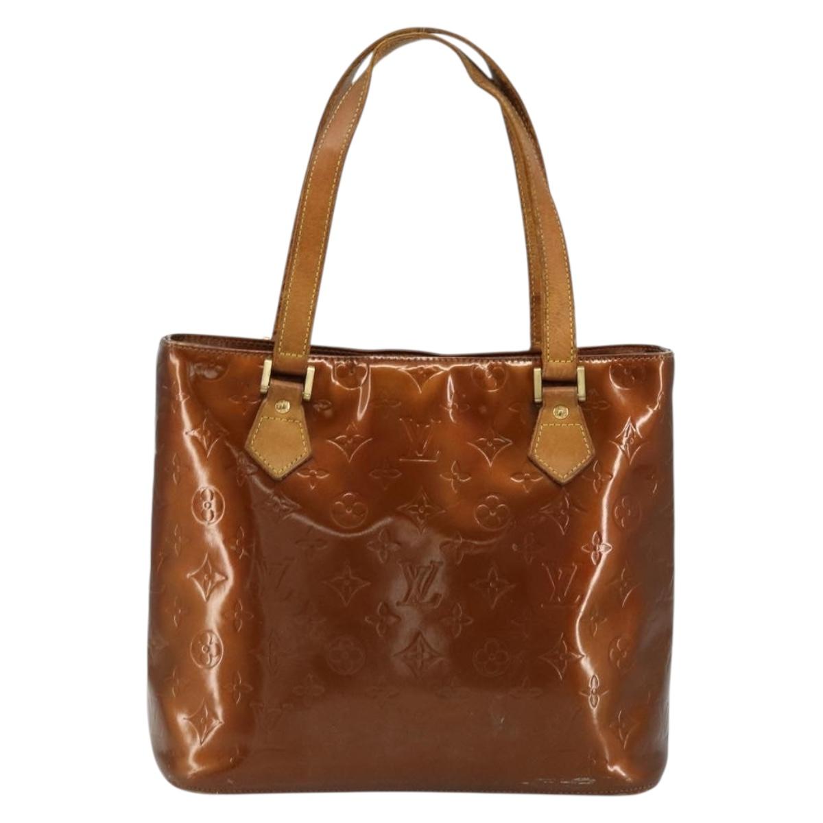LOUIS VUITTON Monogram Vernis Houston Hand Bag Bronze M91122 LV Auth bs34850