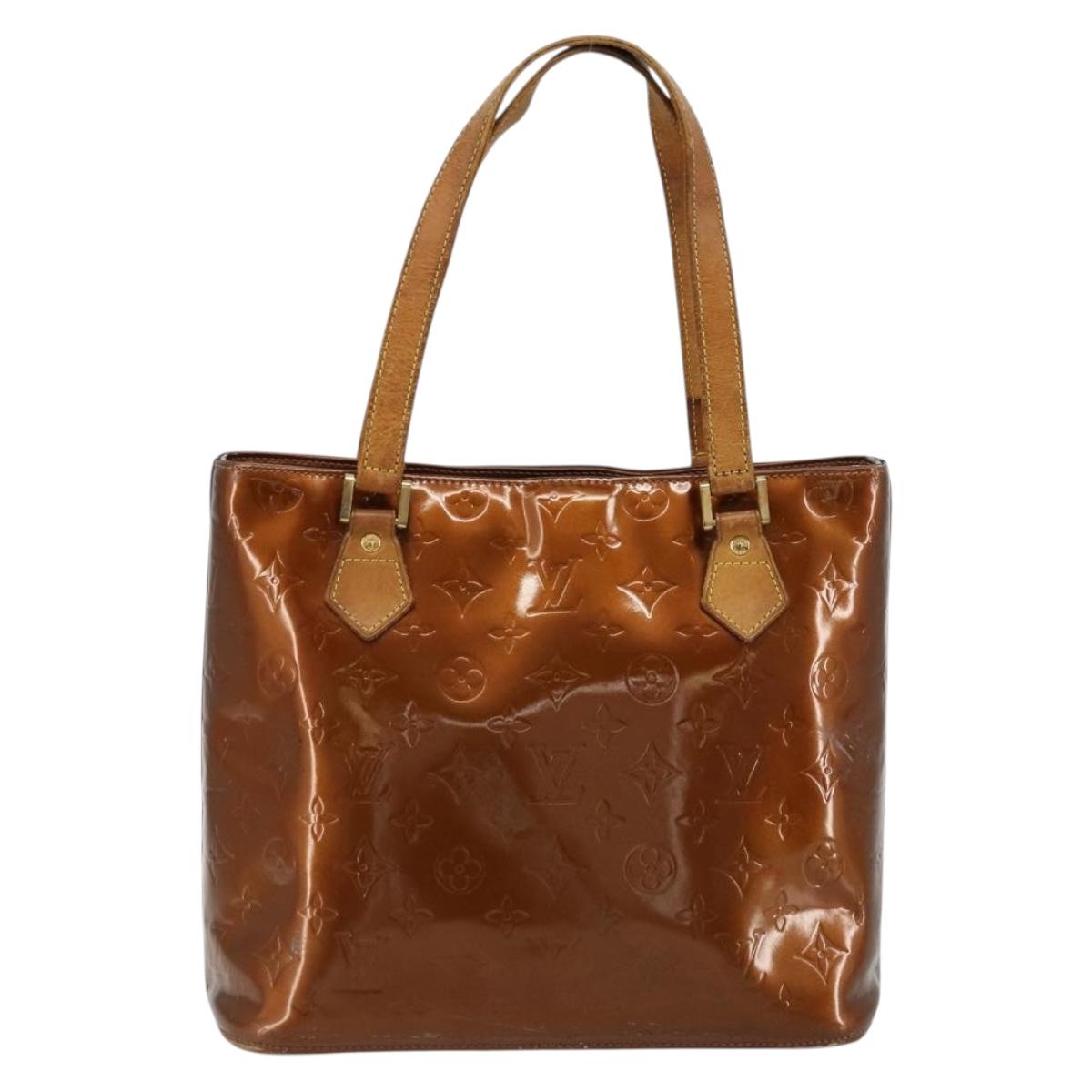 LOUIS VUITTON Monogram Vernis Houston Hand Bag Bronze M91122 LV Auth bs34850
