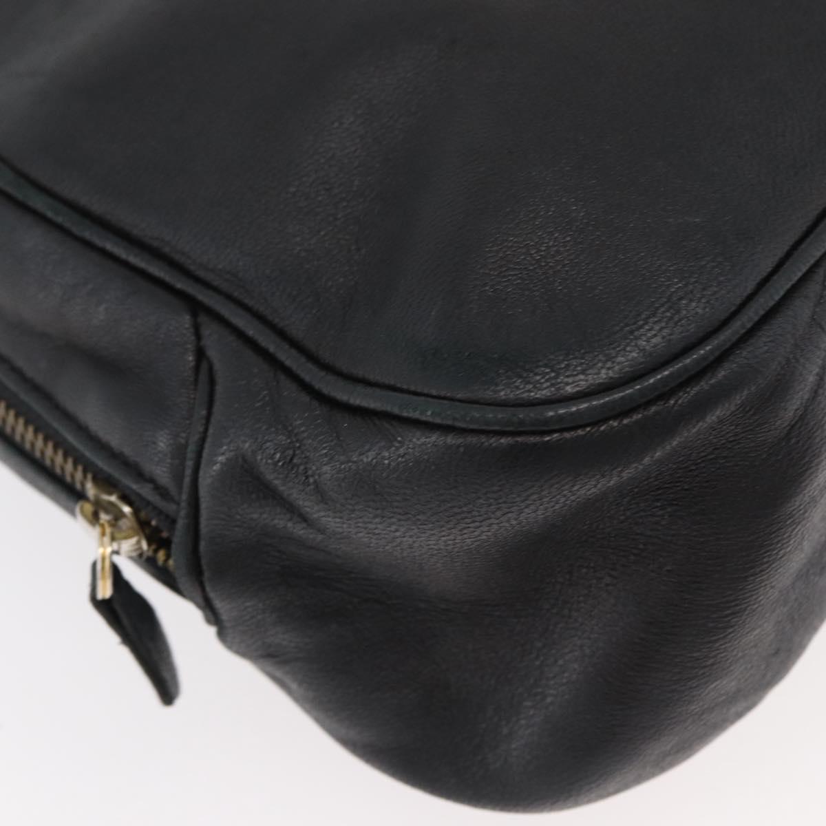 Christian Dior Shoulder Bag Leather Black Gold Auth bs34854
