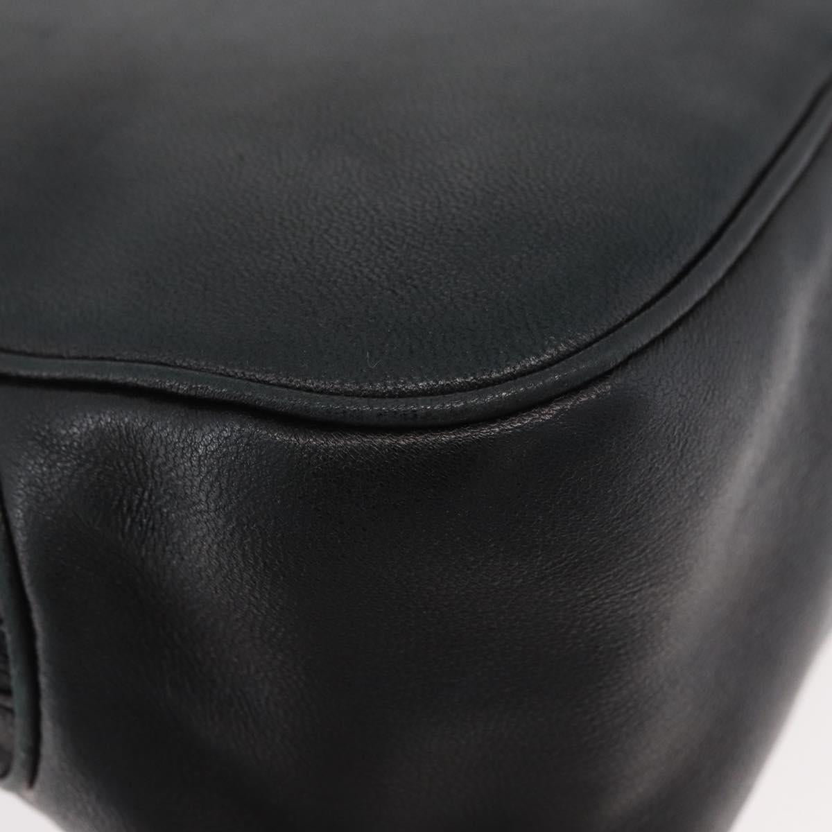 Christian Dior Shoulder Bag Leather Black Gold Auth bs34854
