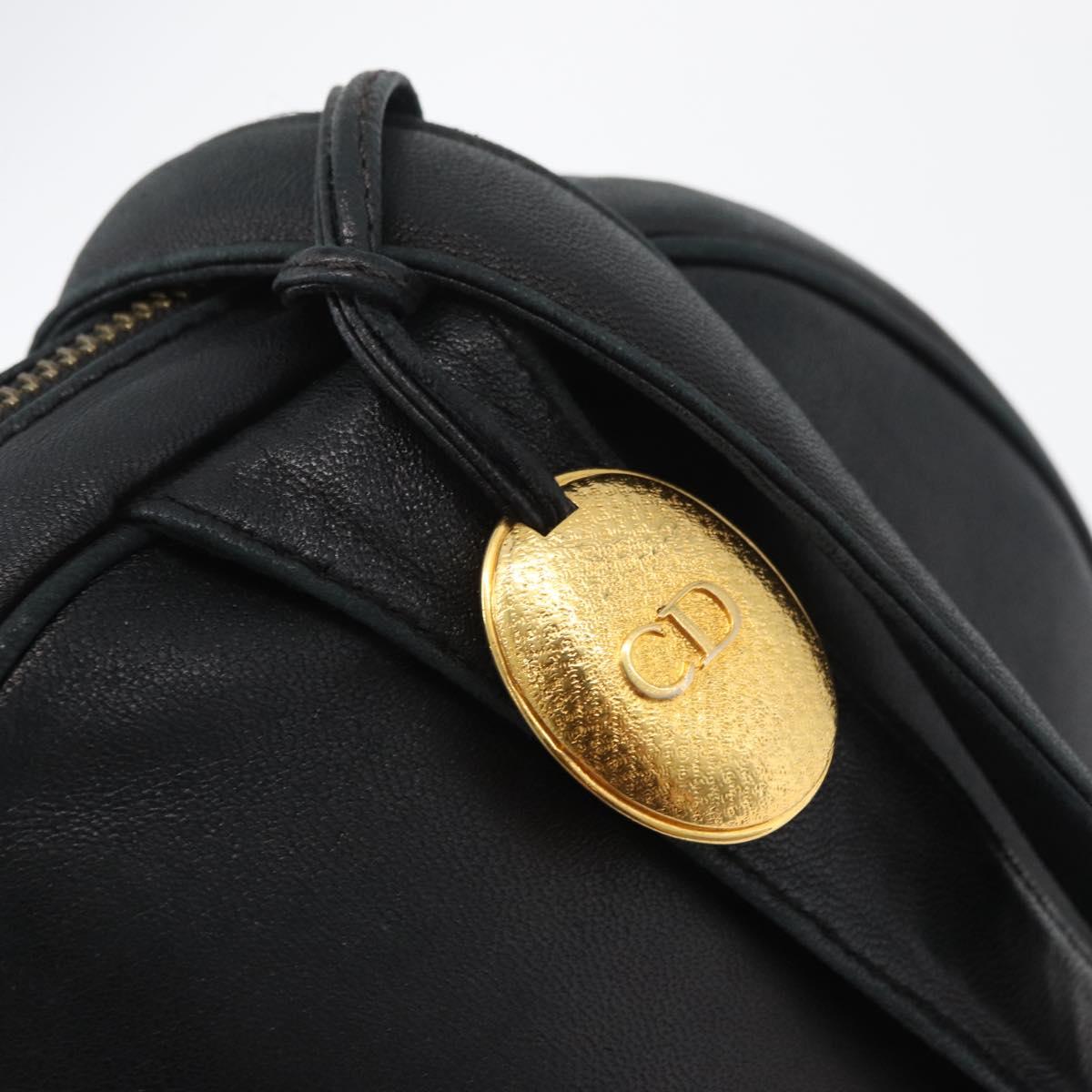 Christian Dior Shoulder Bag Leather Black Gold Auth bs34854