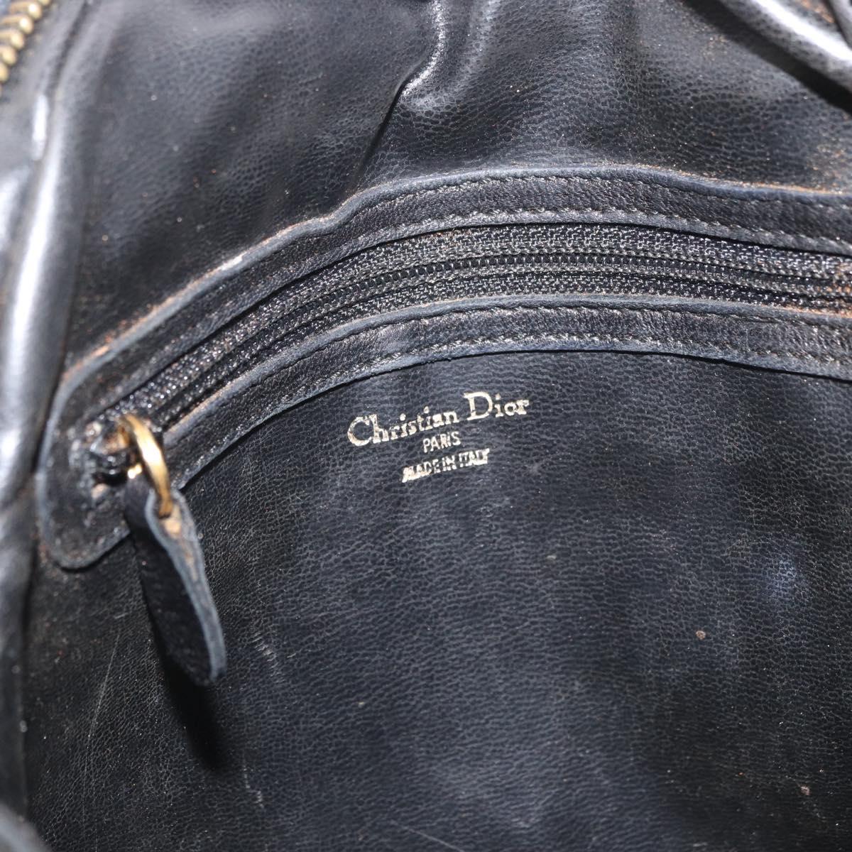 Christian Dior Shoulder Bag Leather Black Gold Auth bs34854