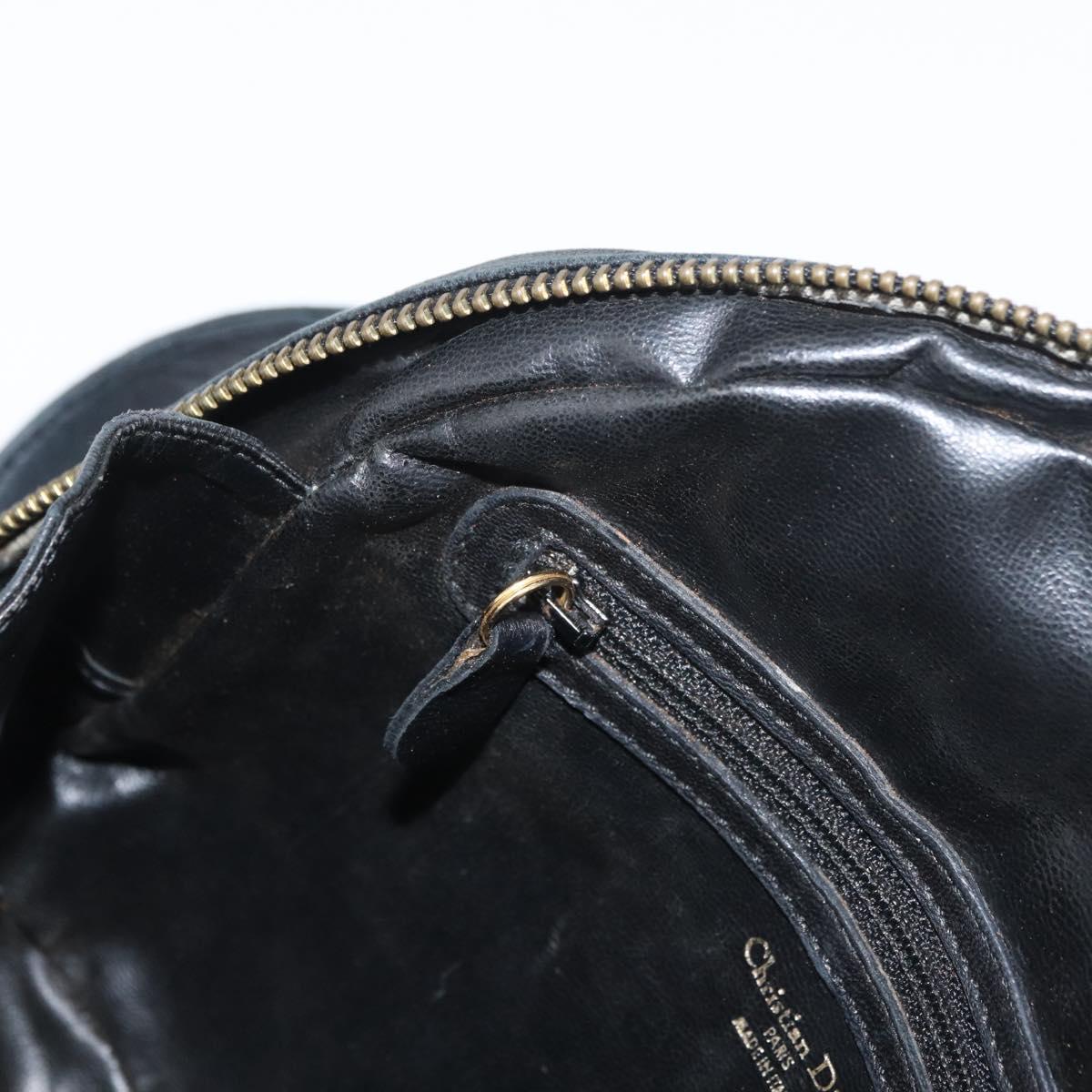 Christian Dior Shoulder Bag Leather Black Gold Auth bs34854