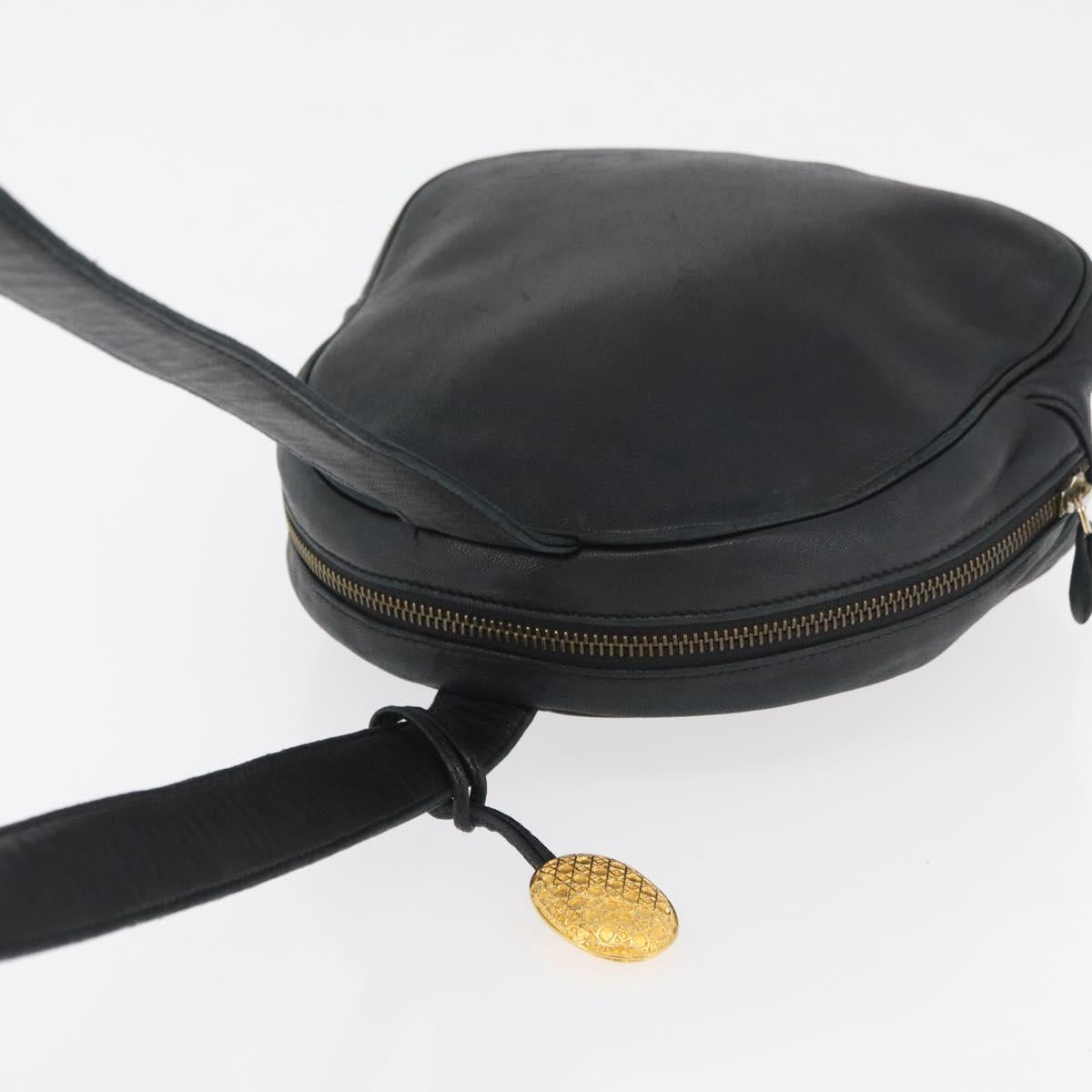 Christian Dior Shoulder Bag Leather Black Gold Auth bs34854