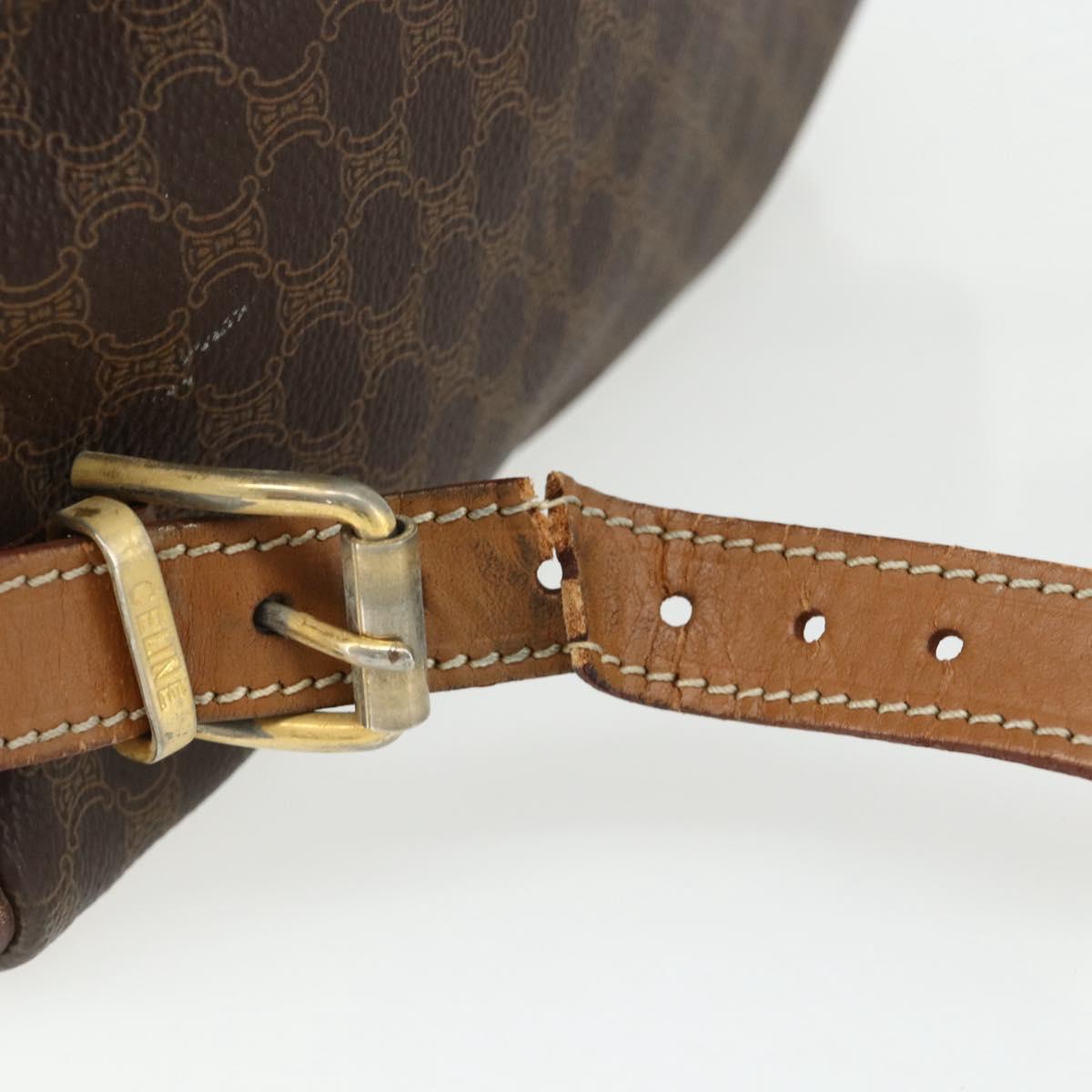 CELINE Macadam Canvas Backpack PVC Leather Brown Gold Auth bs34855