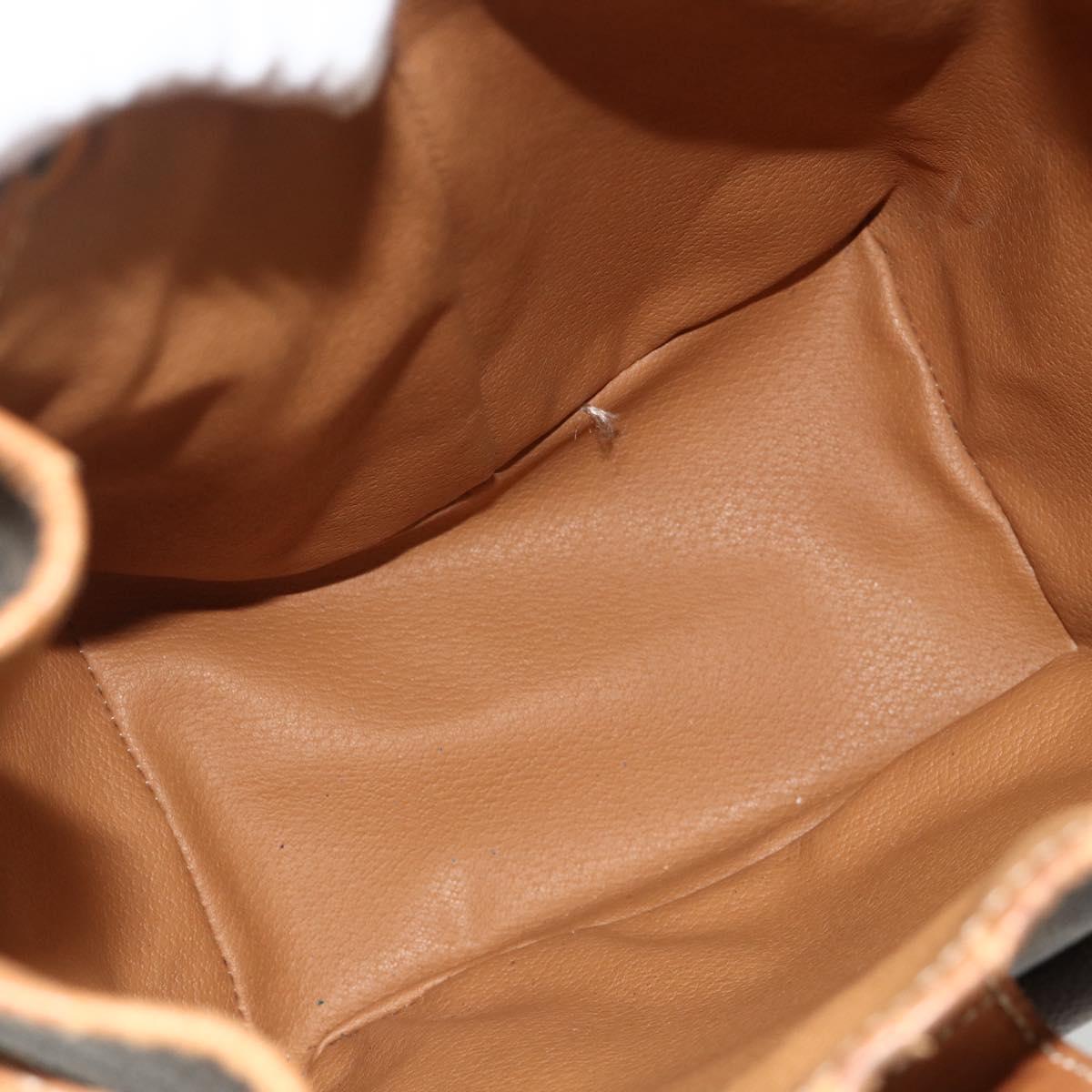 CELINE Macadam Canvas Backpack PVC Leather Brown Gold Auth bs34855