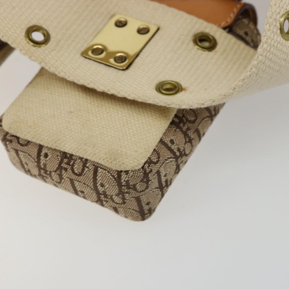Christian Dior Trotter Canvas Belt Bag Street Chic Beige Gold Auth bs34856A