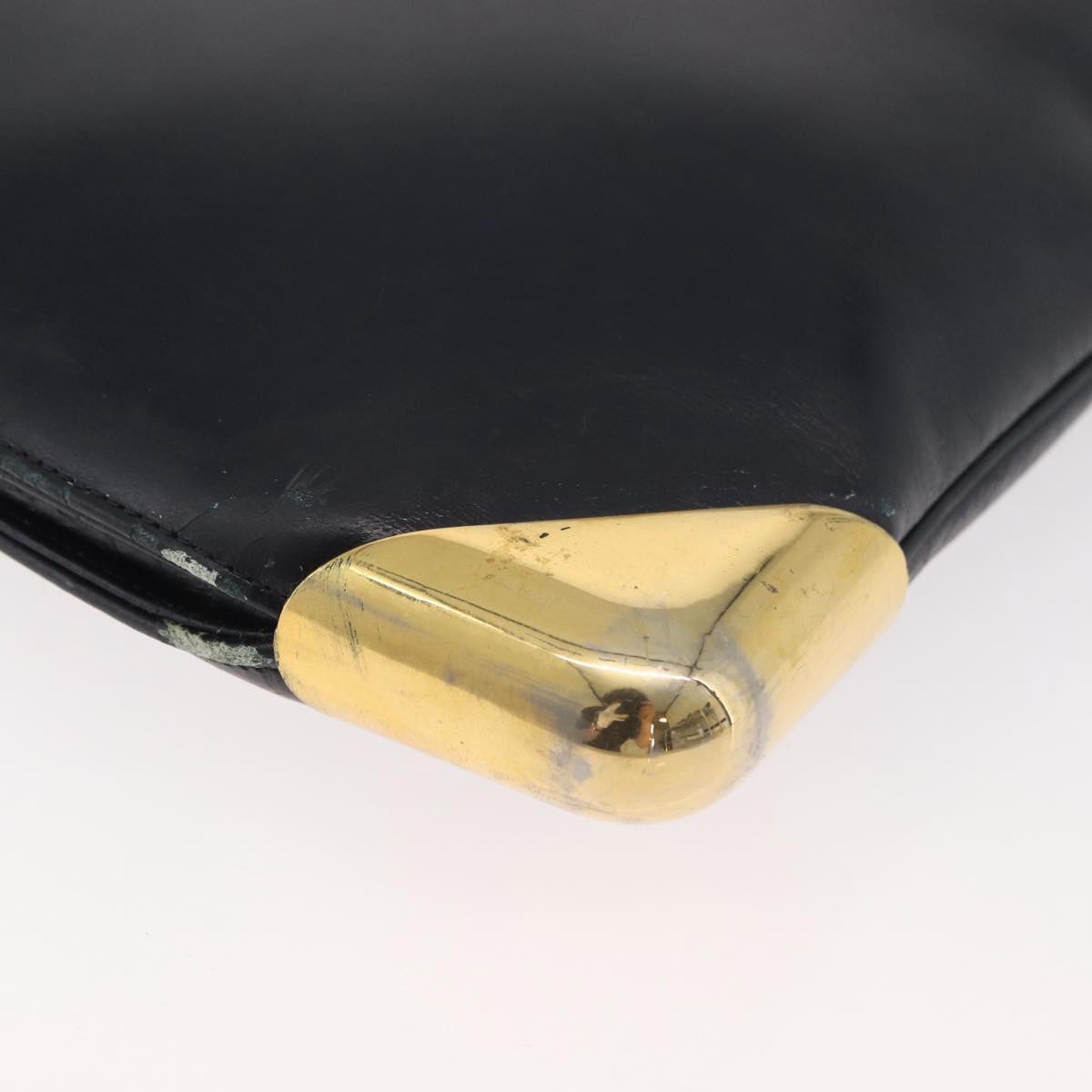 Christian Dior Shoulder Bag Leather Navy Gold Auth bs34858