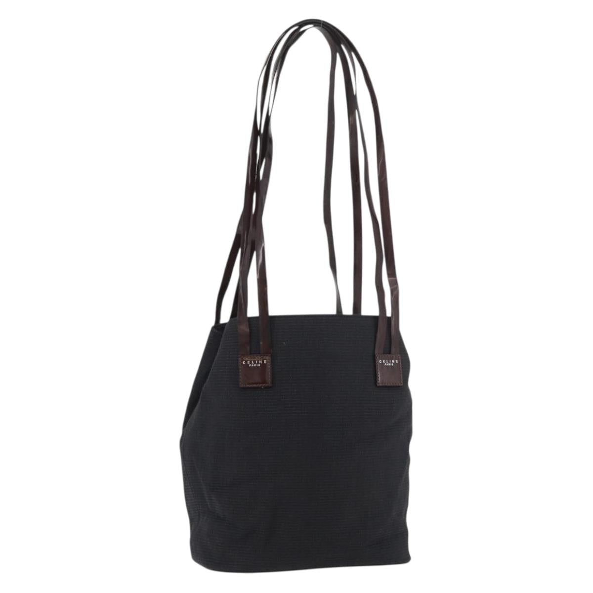 CELINE Tote Bag Canvas Black Auth bs34859
