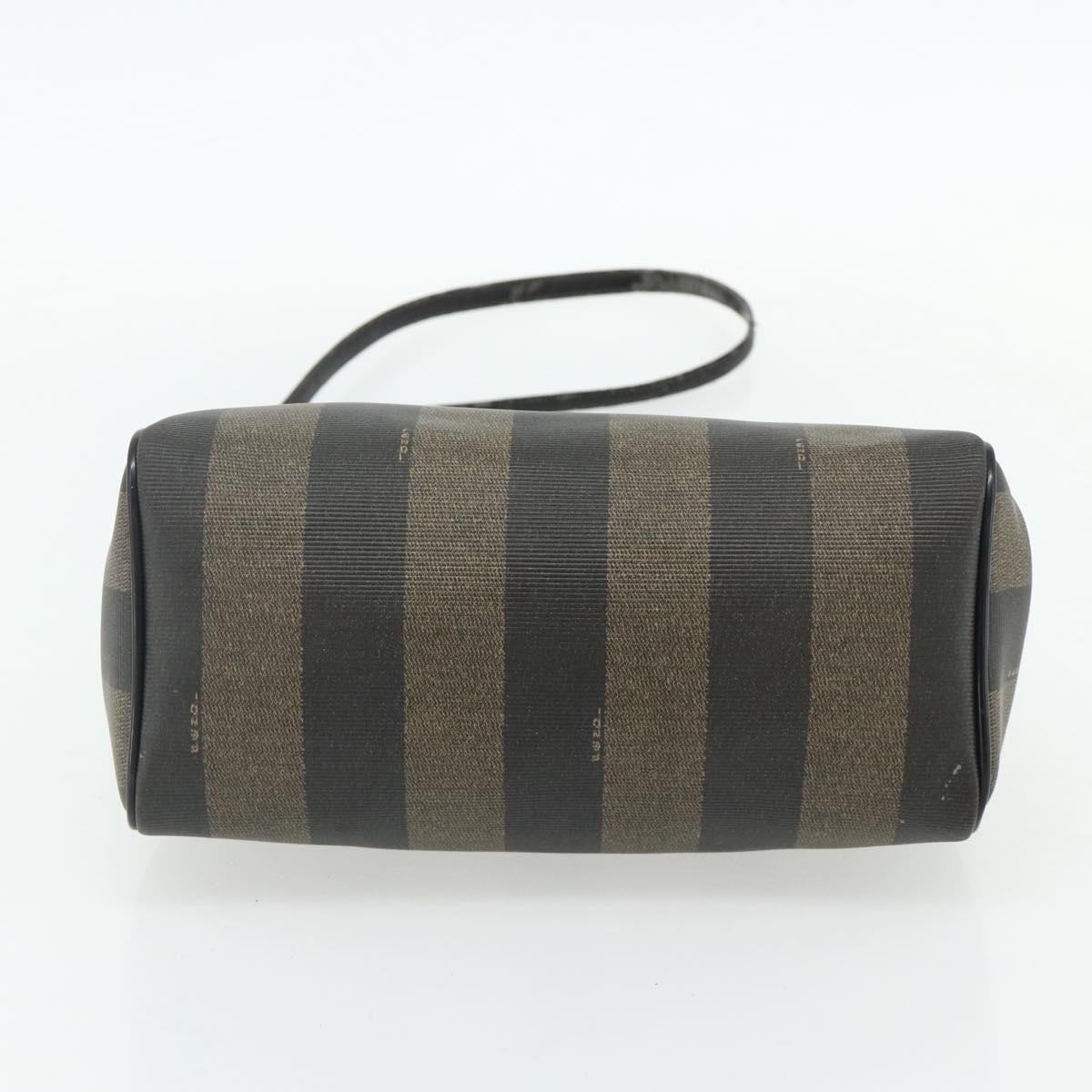 FENDI Pecan Canvas Mini Boston Bag PVC Black Brown Auth bs34863