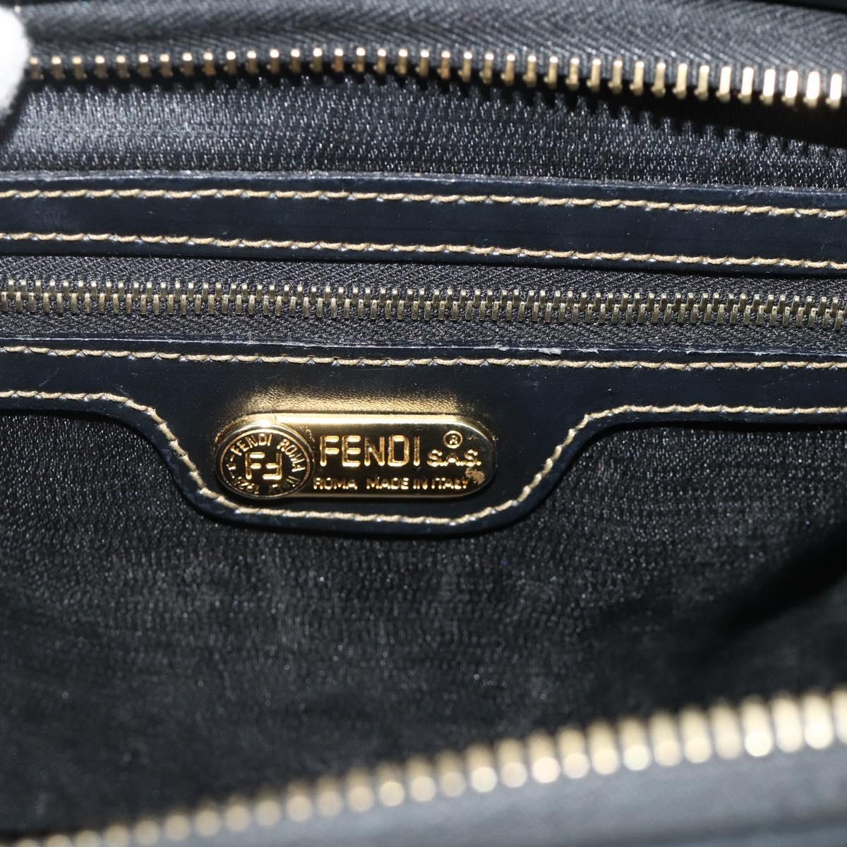 FENDI Pecan Canvas Mini Boston Bag PVC Black Brown Auth bs34863