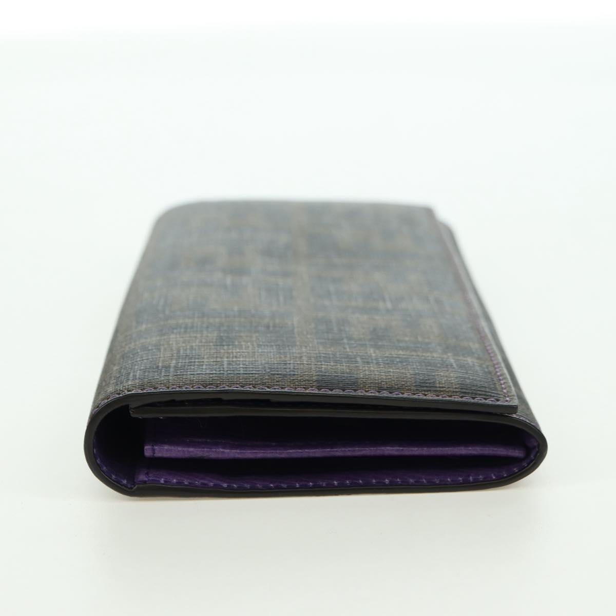 FENDI Zucca Canvas Long Wallet PVC Black Brown Auth bs34866A