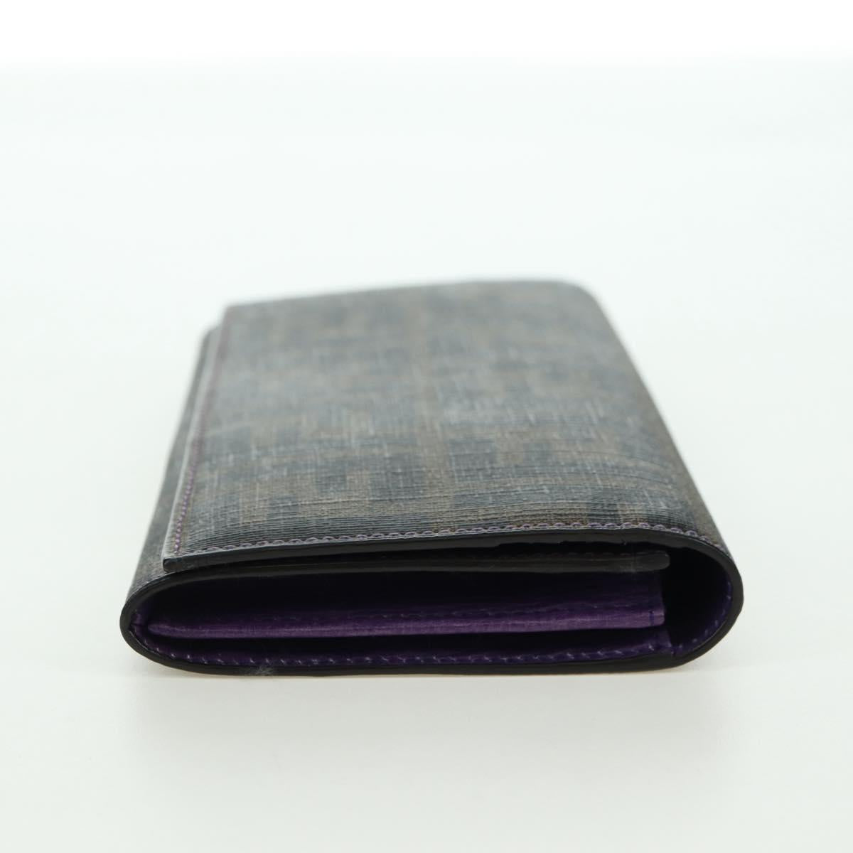FENDI Zucca Canvas Long Wallet PVC Black Brown Auth bs34866A