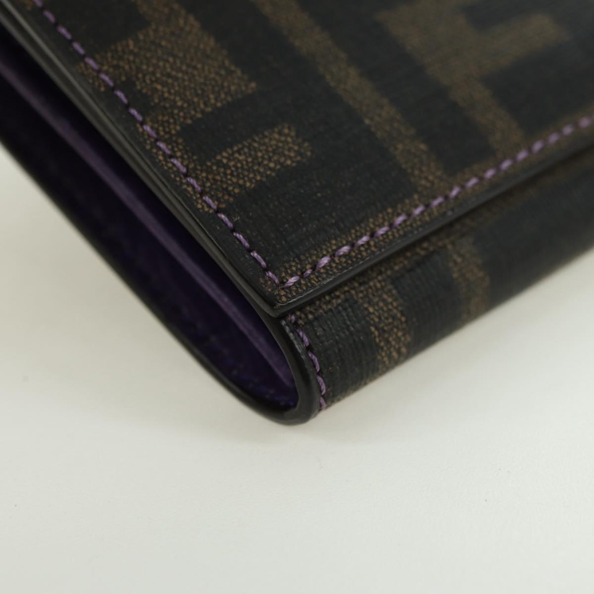 FENDI Zucca Canvas Long Wallet PVC Black Brown Auth bs34866A