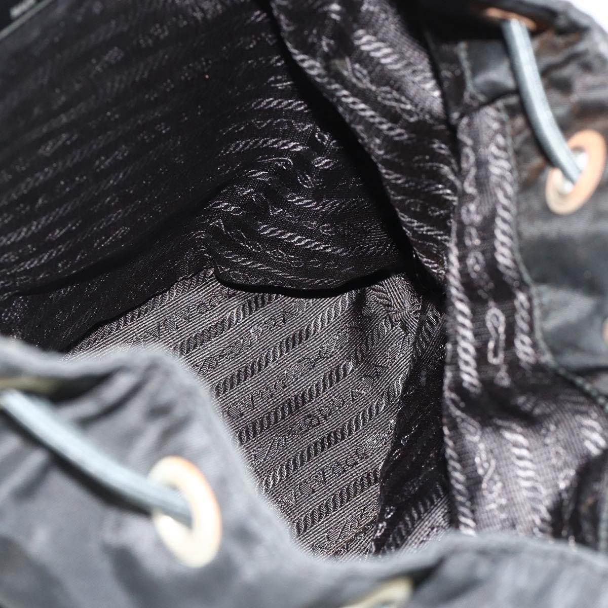 PRADA Chain Shoulder Backpack Nylon Black Silver Auth bs34877A