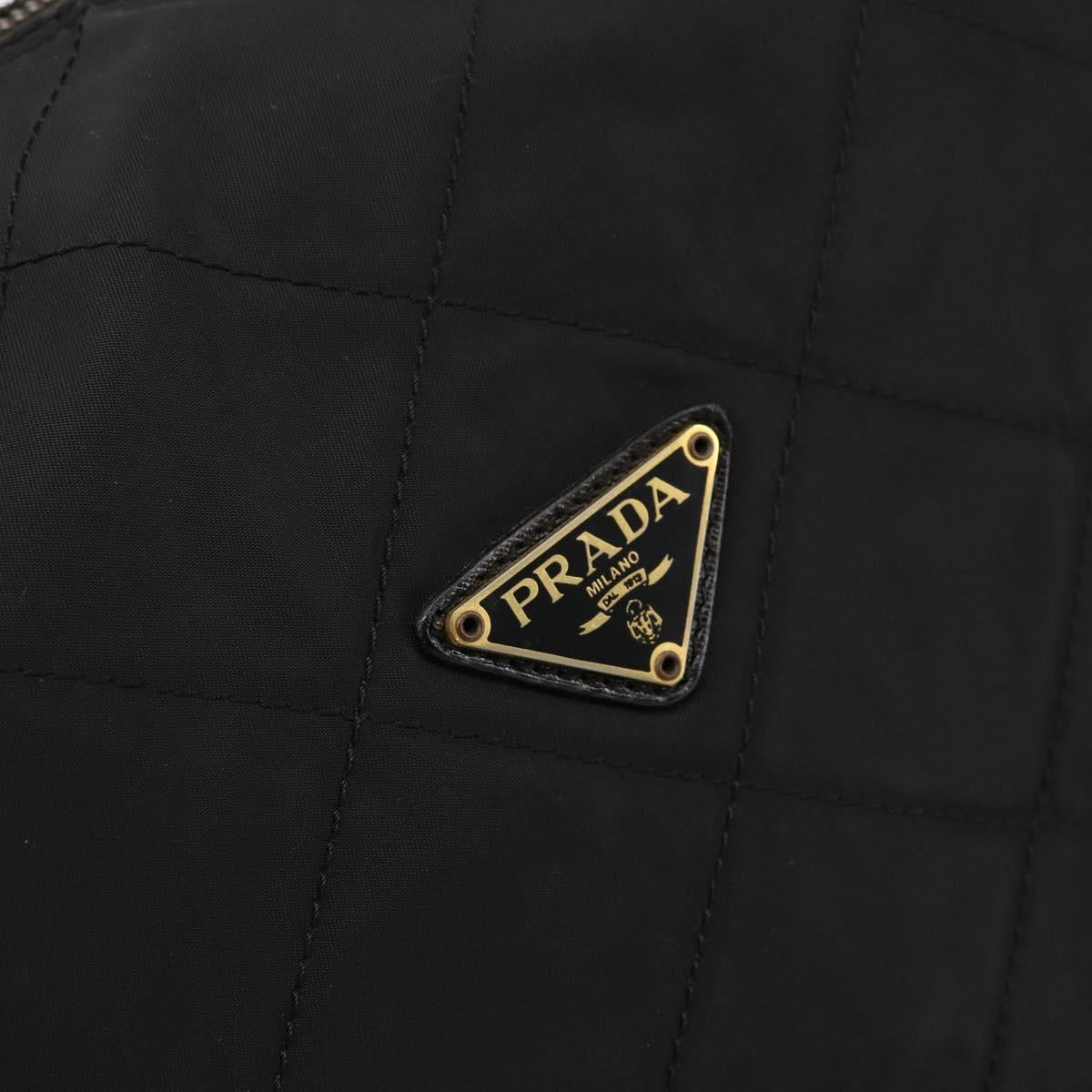 PRADA Chain Shoulder Bag Nylon Black Gold Auth bs34879A
