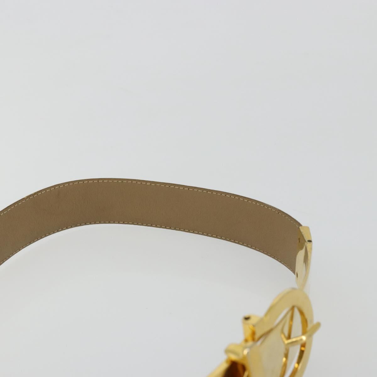 Salvatore Ferragamo Gancini Belt Leather 29.9"" White Gold Auth bs34881A