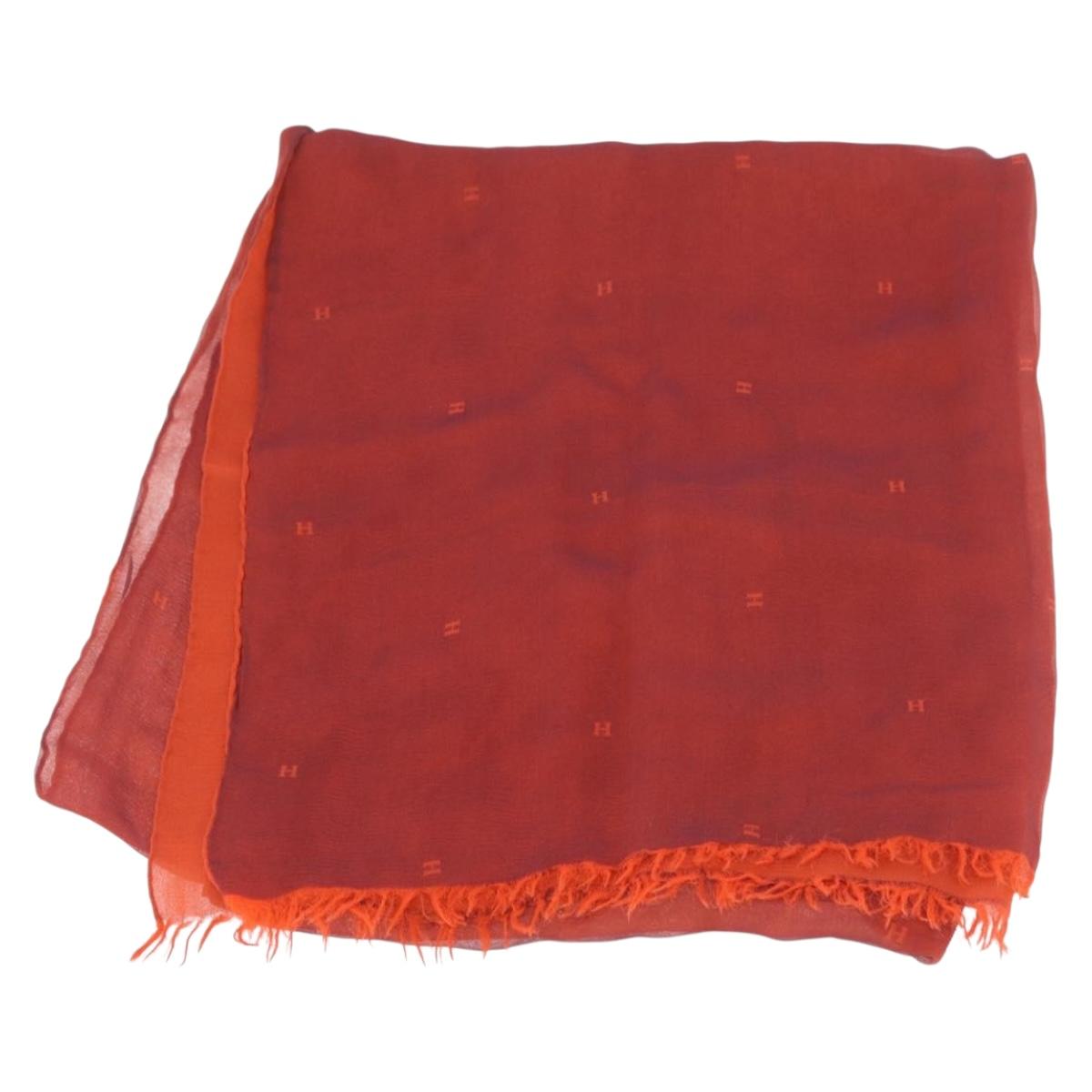 HERMES Scarf Silk Red Auth bs34883A