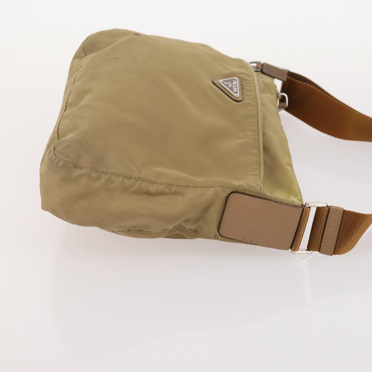 PRADA Shoulder Bag Nylon 2 Set Beige Gray Auth bs34887