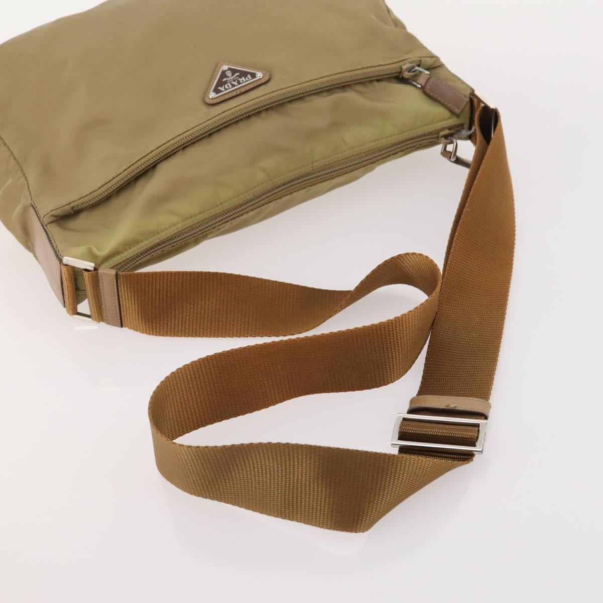 PRADA Shoulder Bag Nylon 2 Set Beige Gray Auth bs34887