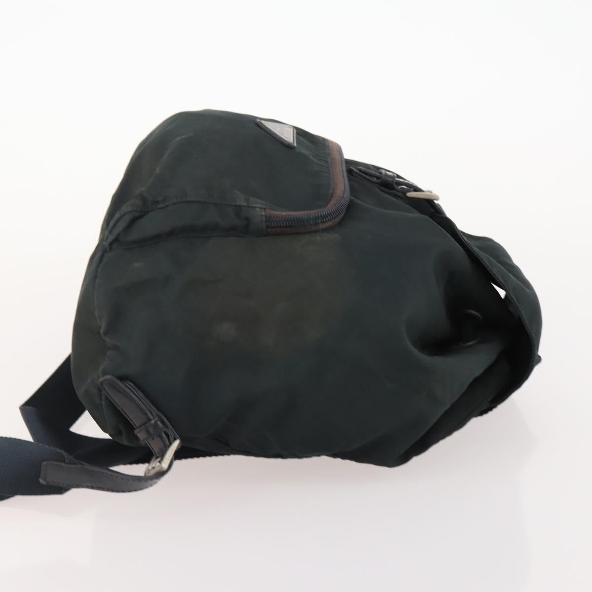 PRADA Backpack Nylon 2 Set Black Khaki Auth bs34889