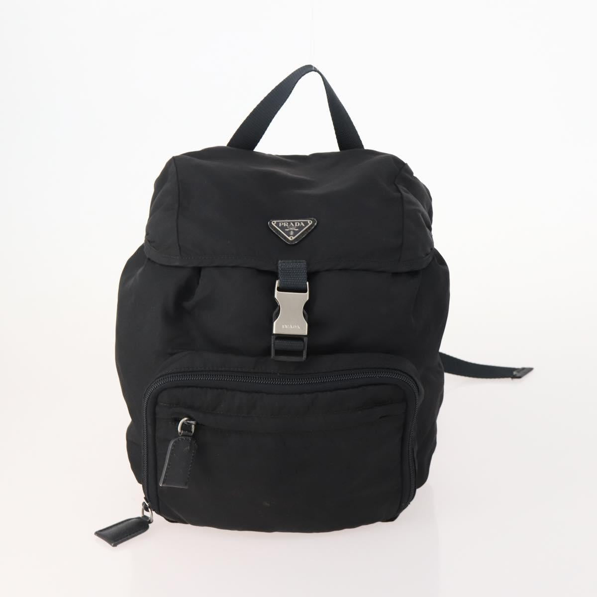 PRADA Backpack Nylon 2 Set Black Khaki Auth bs34889