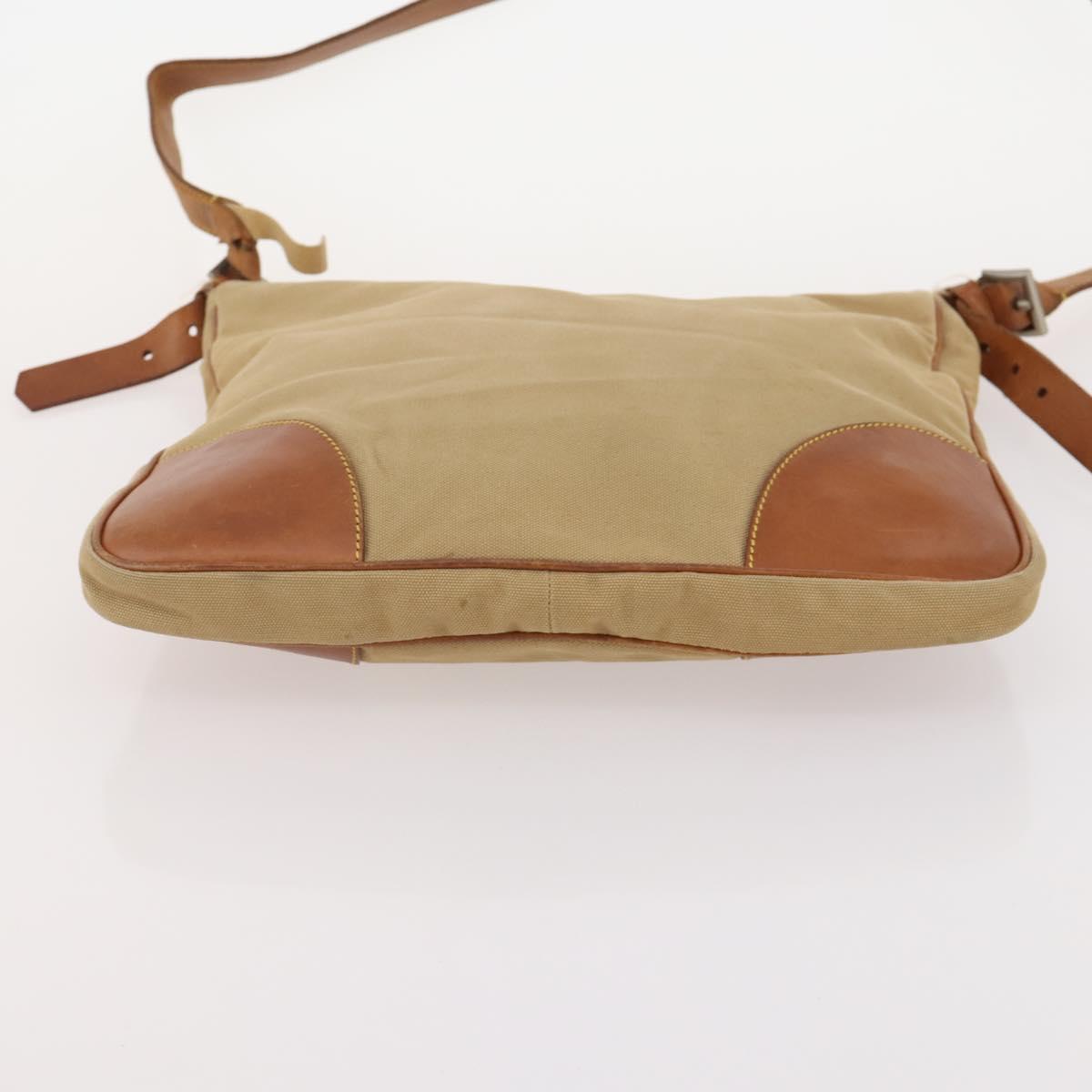 PRADA Shoulder Bag Canvas Nylon Leather 3 Set Brown White Auth bs34891