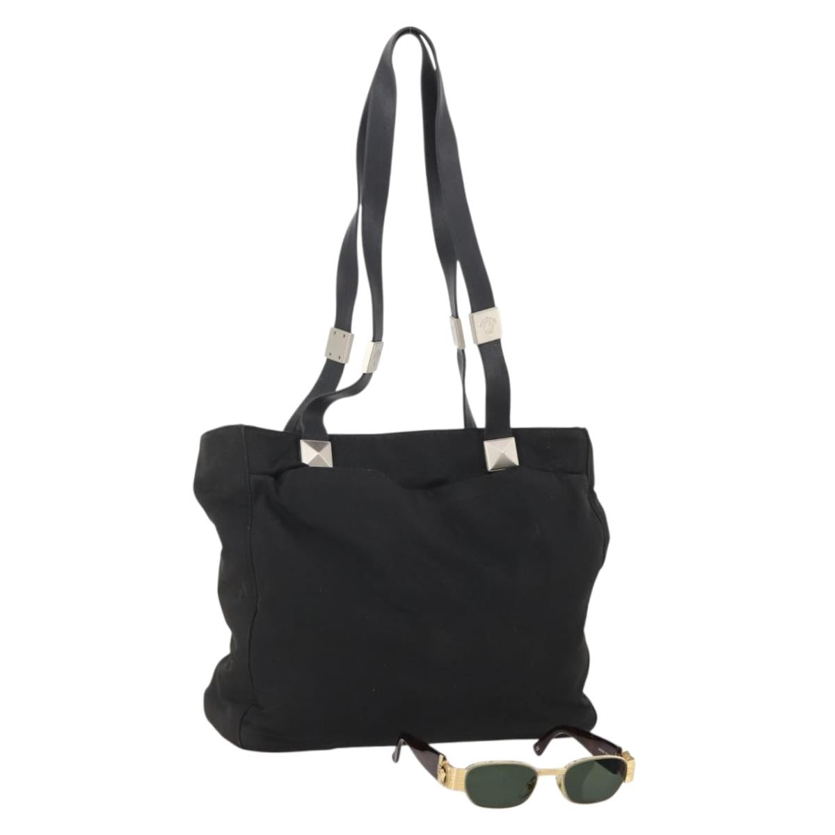 VERSACE Shoulder Bag Nylon Plastic 2 Set Black Auth bs34894