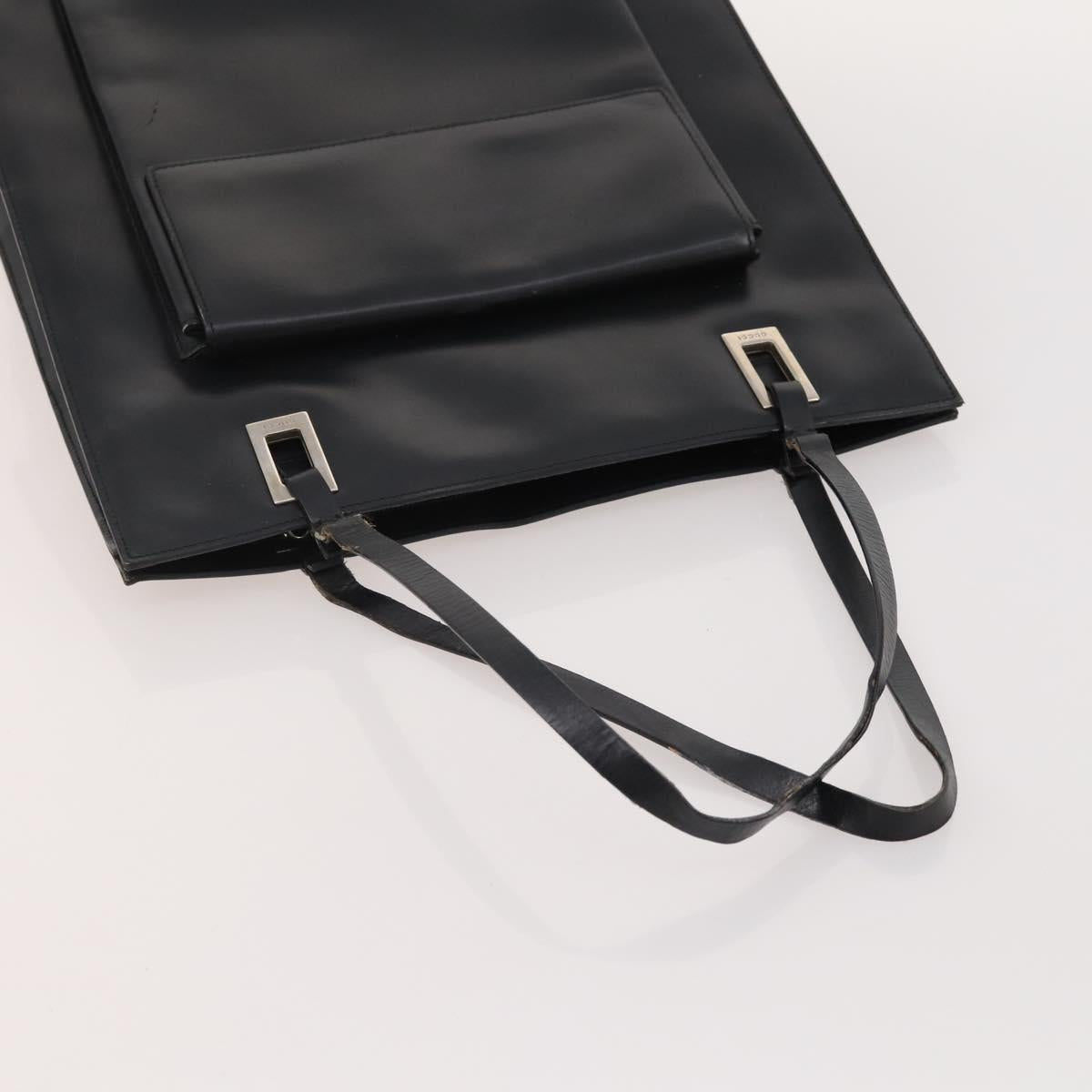 GUCCI GG Canvas GG Supreme Tote Bag Leather PVC 3 Set Black Beige Auth bs34896