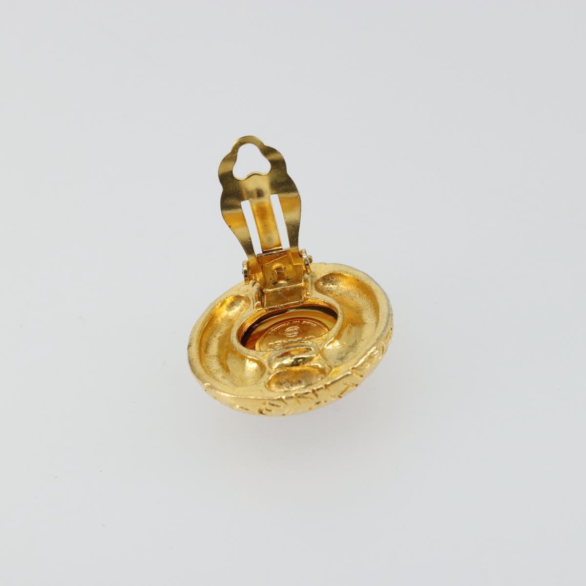 CHANEL Earring metal Gold Tone CC Auth bs34899