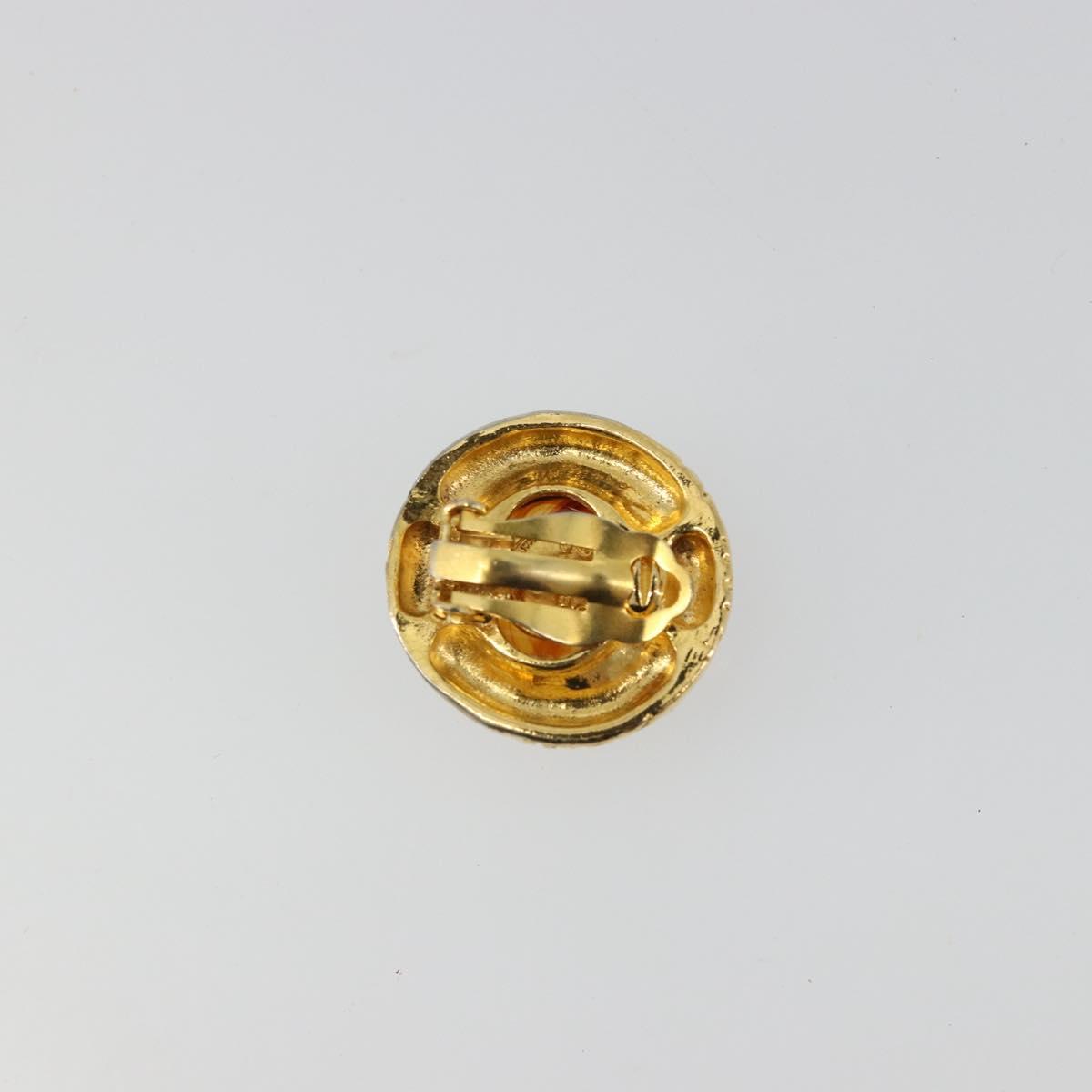 CHANEL Earring metal Gold Tone CC Auth bs34899