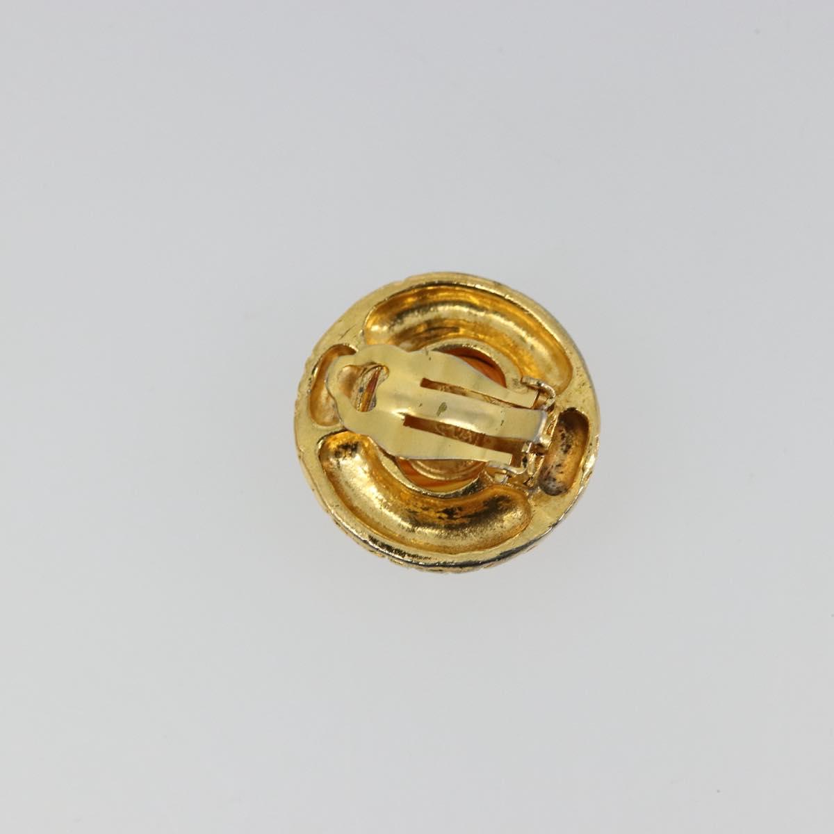 CHANEL Earring metal Gold Tone CC Auth bs34899