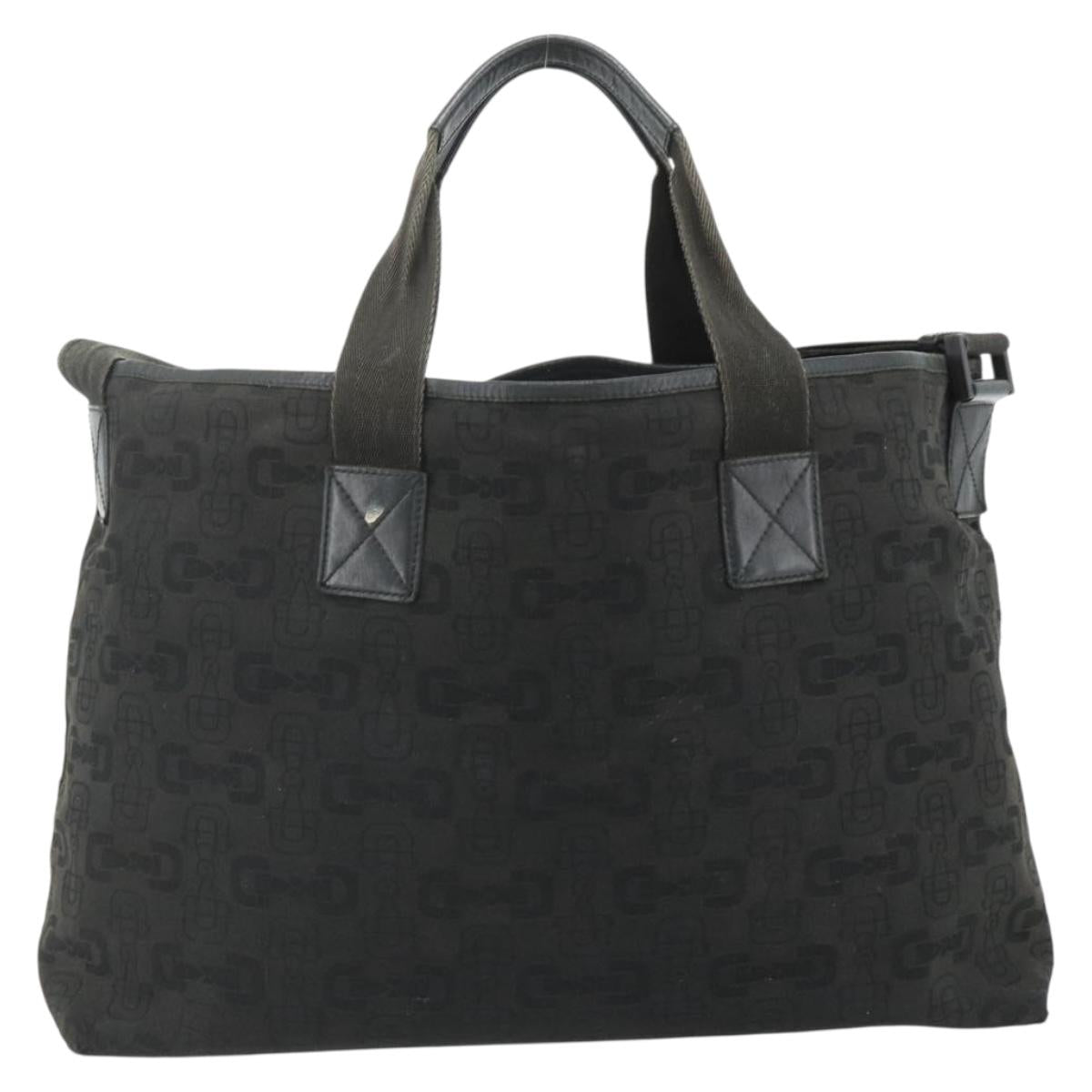 GUCCI Tote Bag Canvas 2way Black Silver 240058 Auth bs34902