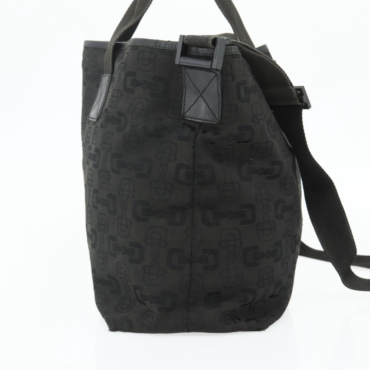 GUCCI Tote Bag Canvas 2way Black Silver 240058 Auth bs34902