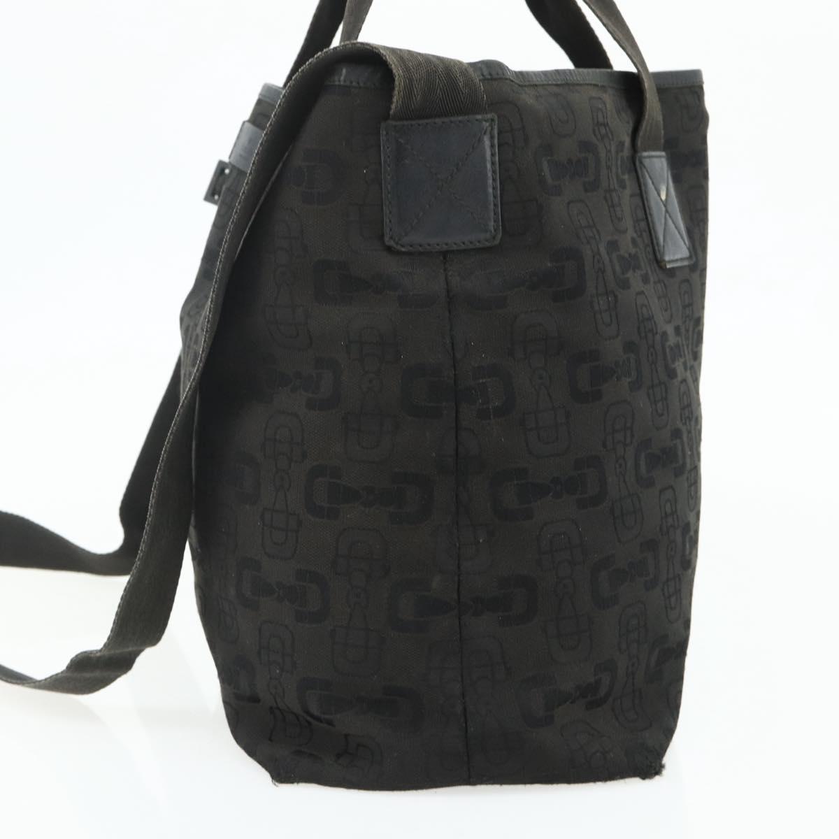 GUCCI Tote Bag Canvas 2way Black Silver 240058 Auth bs34902