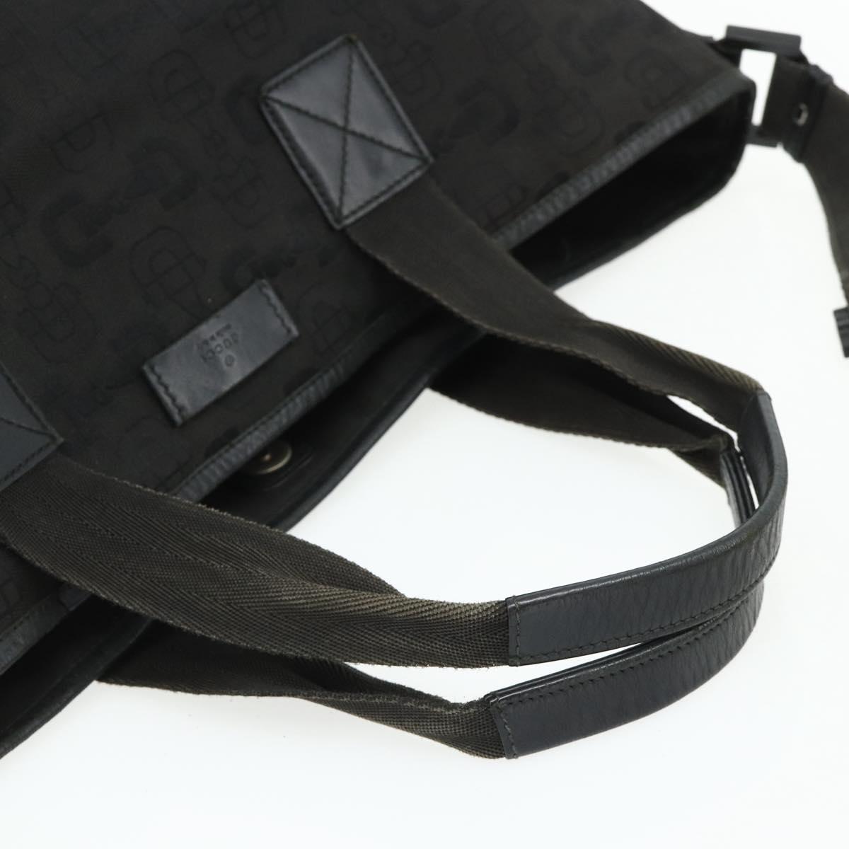 GUCCI Tote Bag Canvas 2way Black Silver 240058 Auth bs34902