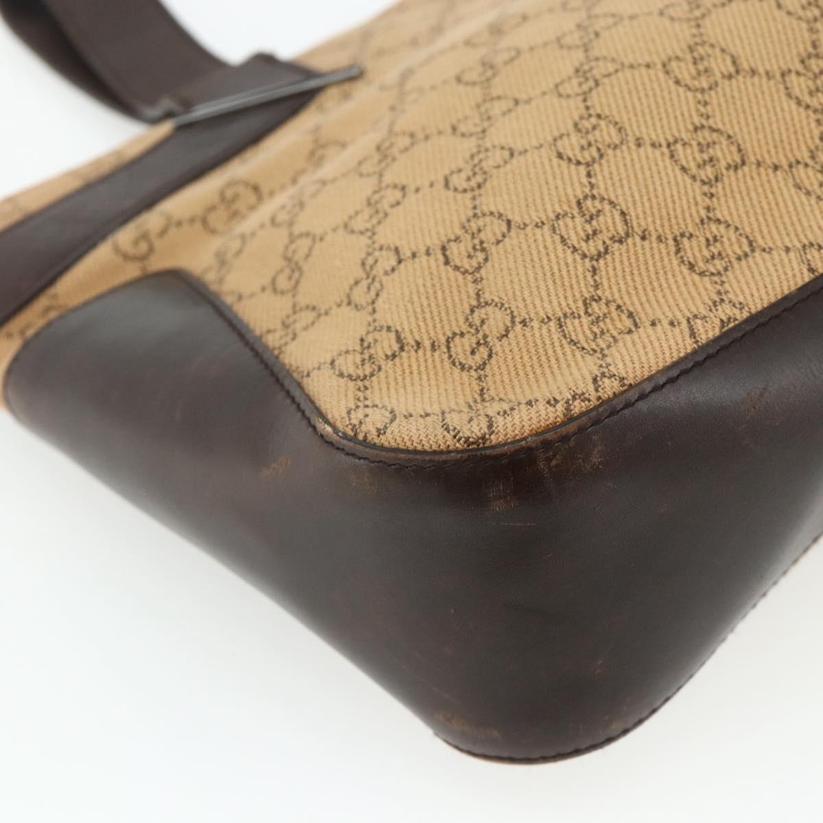 GUCCI GG Canvas Tote Bag Beige Silver 73983 Auth bs34904