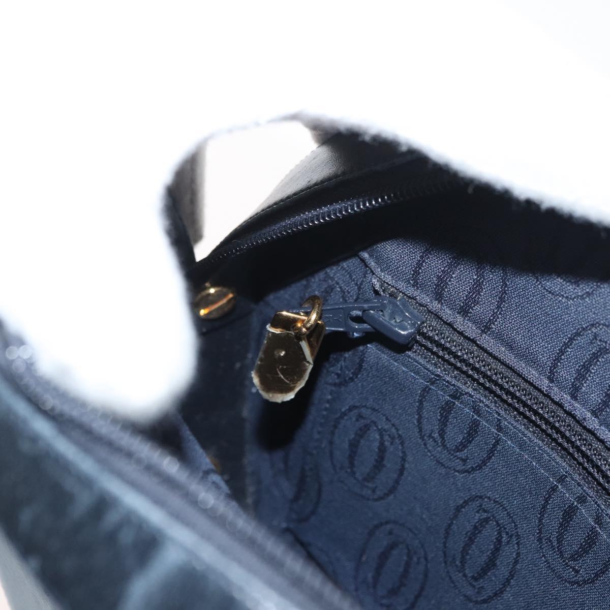 CARTIER Shoulder Bag Leather Navy Gold Auth bs34907