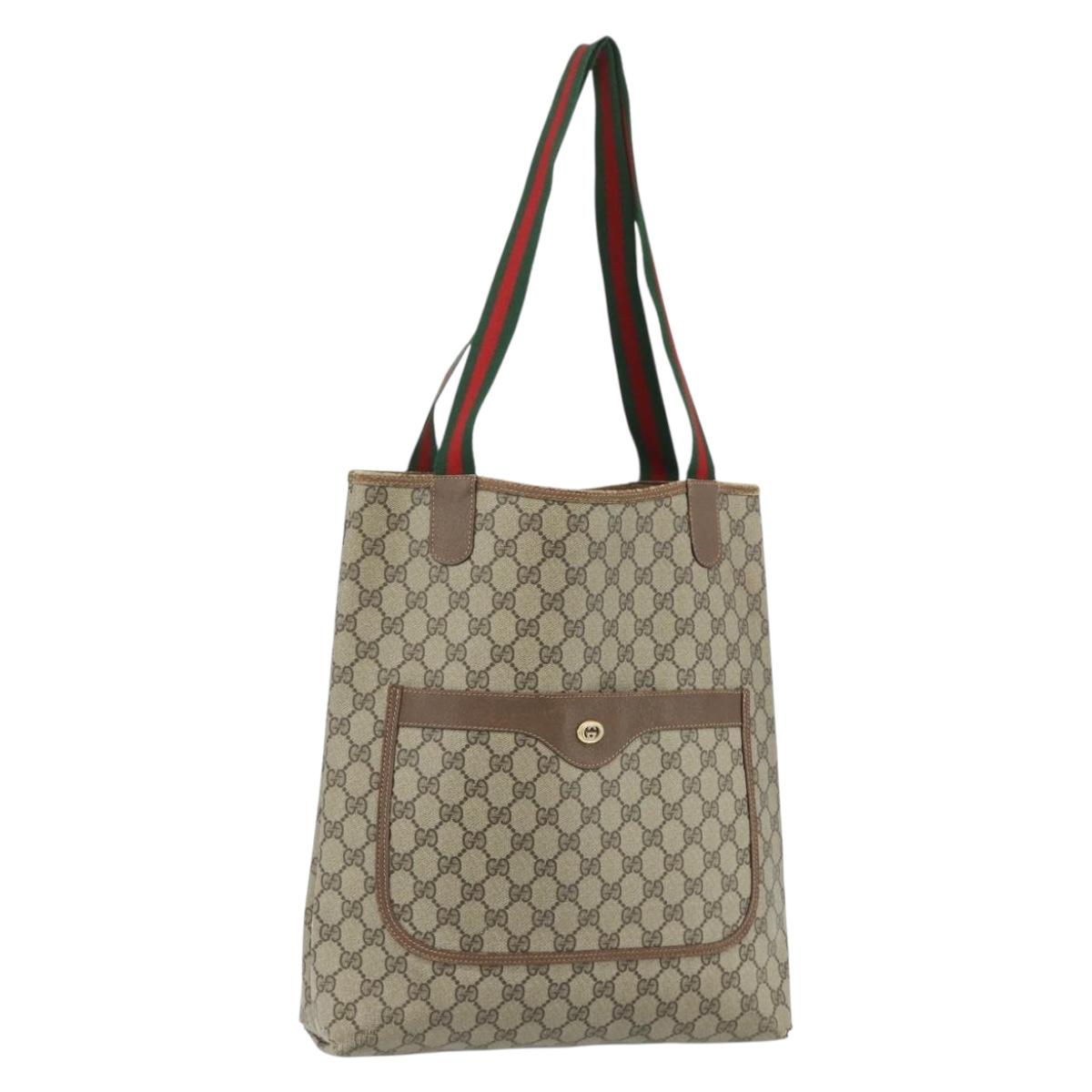GUCCI GG Supreme Web Sherry Line Bag PVC Beige Red Green 89 02 003 Auth bs34909