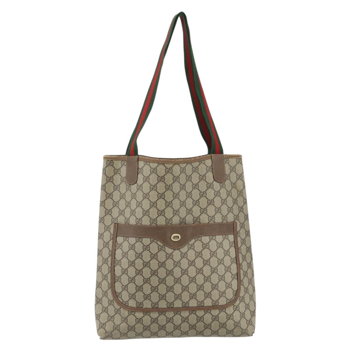 GUCCI GG Supreme Web Sherry Line Bag PVC Beige Red Green 89 02 003 Auth bs34909