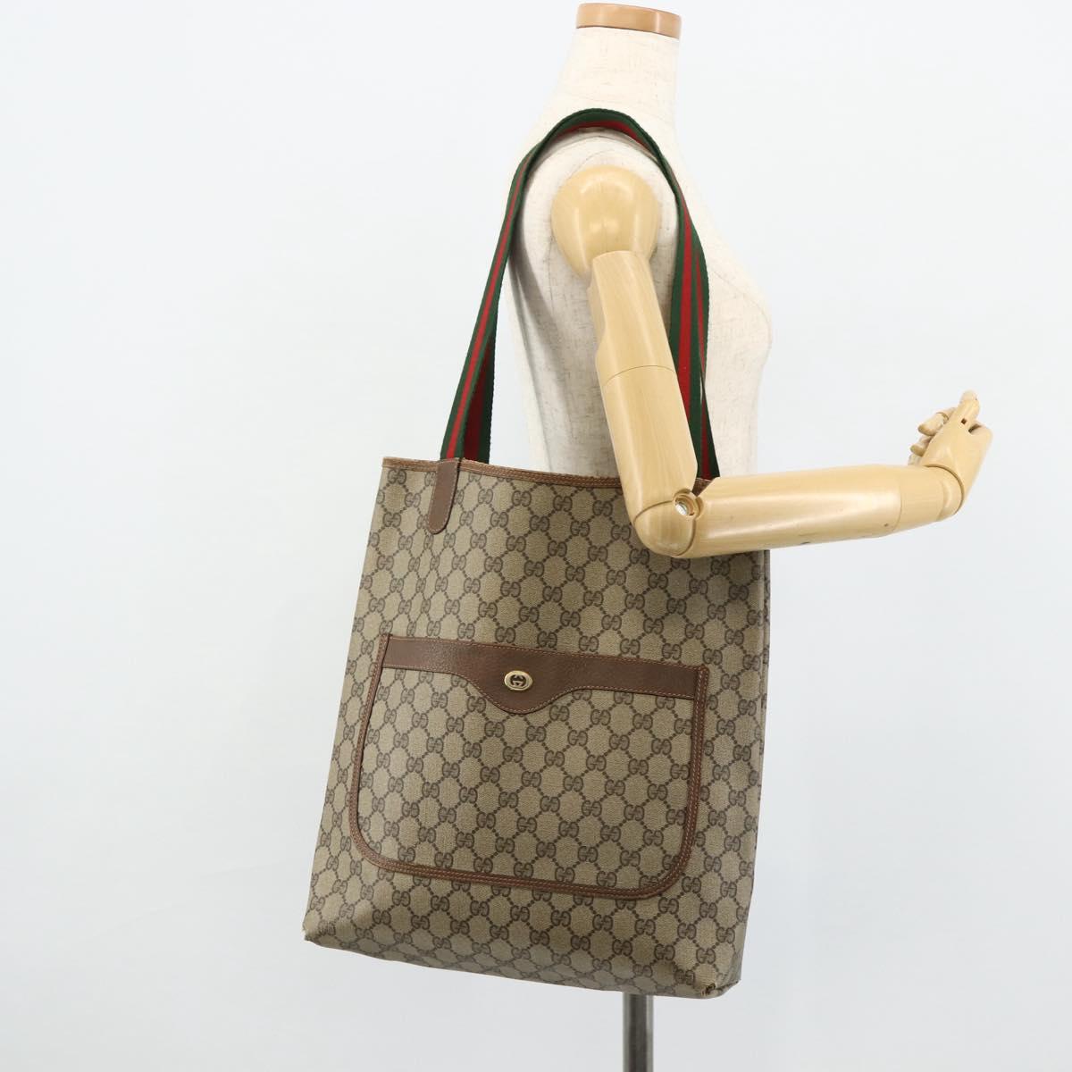 GUCCI GG Supreme Web Sherry Line Bag PVC Beige Red Green 89 02 003 Auth bs34909