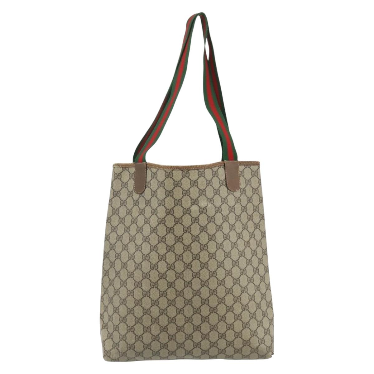 GUCCI GG Supreme Web Sherry Line Bag PVC Beige Red Green 89 02 003 Auth bs34909