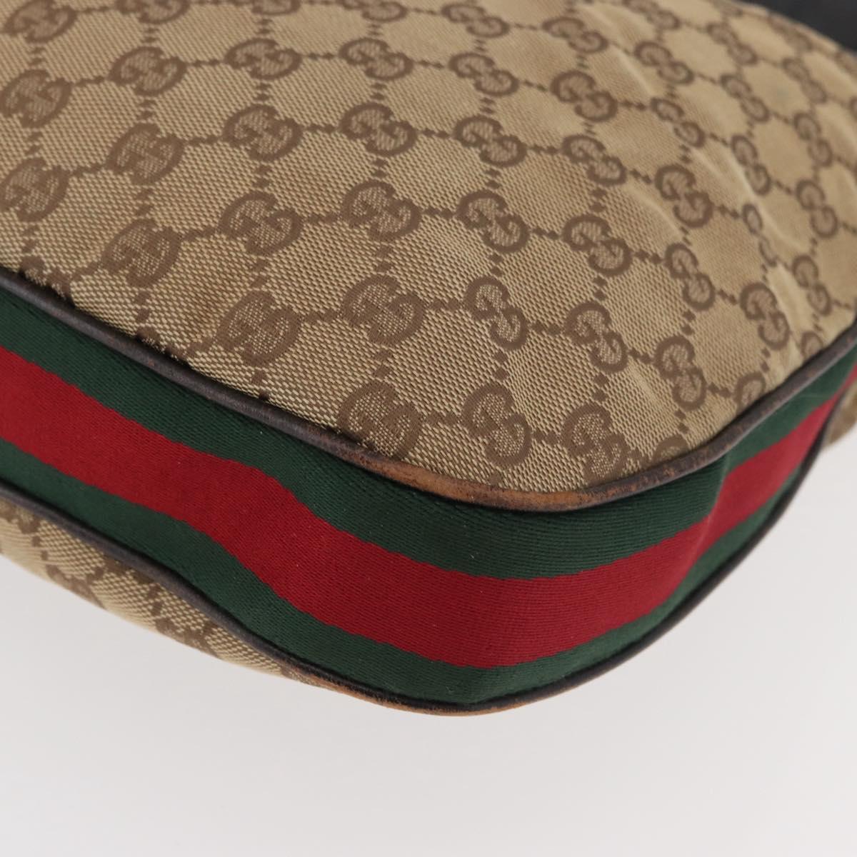 GUCCI GG Canvas Web Sherry Line Bag Beige Silver 001 3341 3444 Auth bs34910