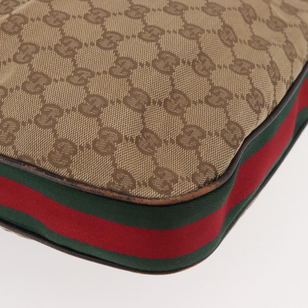 GUCCI GG Canvas Web Sherry Line Bag Beige Silver 001 3341 3444 Auth bs34910