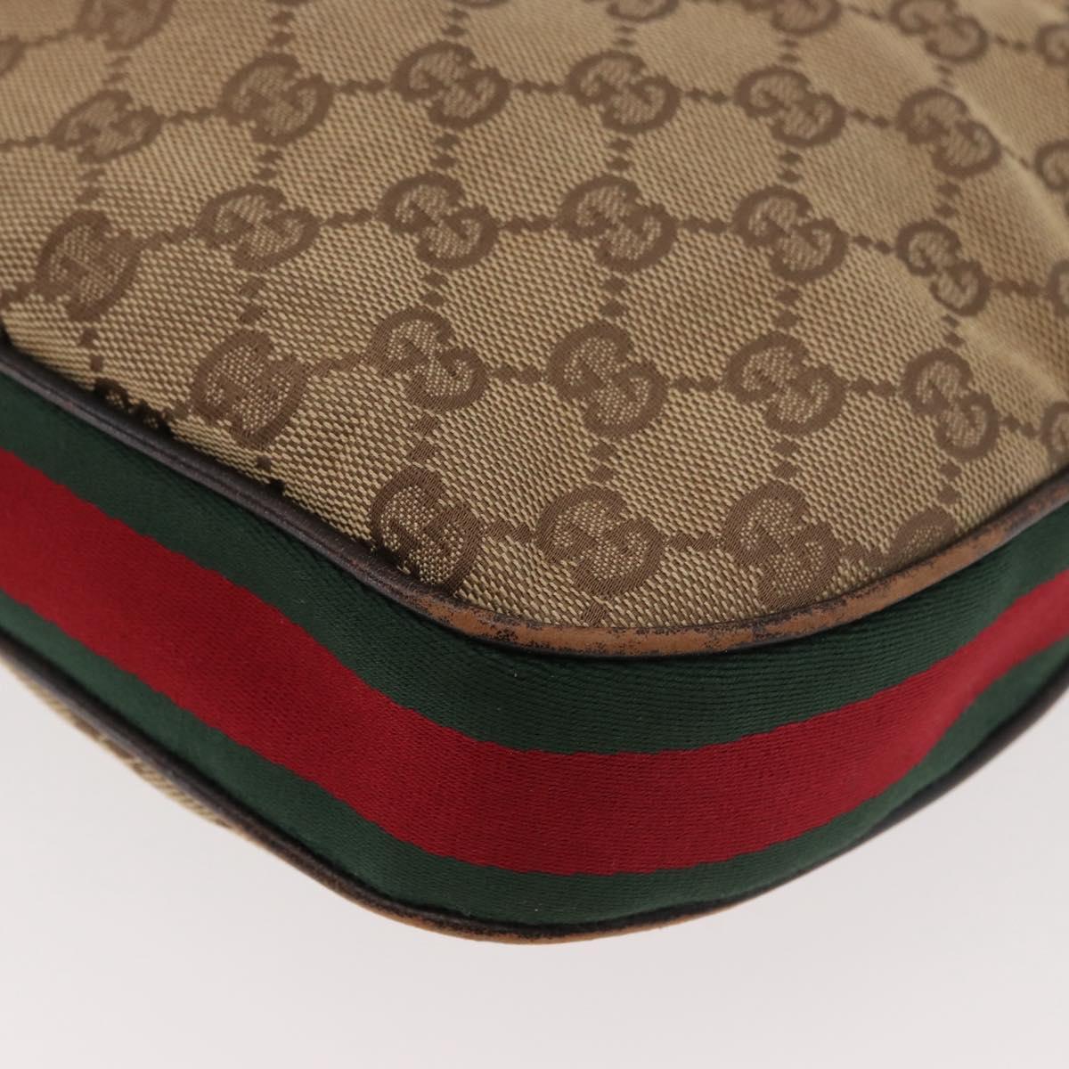 GUCCI GG Canvas Web Sherry Line Bag Beige Silver 001 3341 3444 Auth bs34910